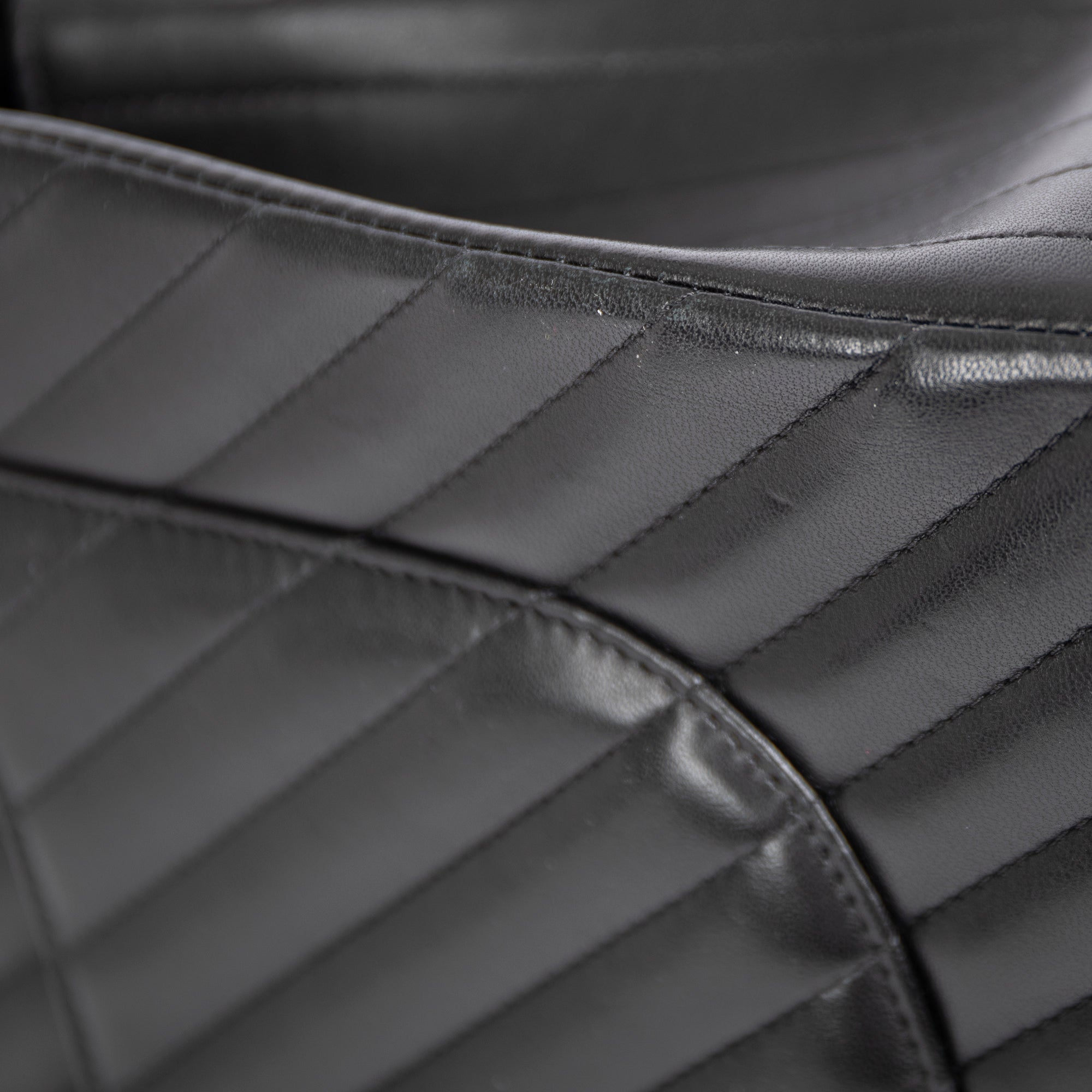 Chanel So Black Chevron Classic Jumbo Double Flap Bag w/ Box