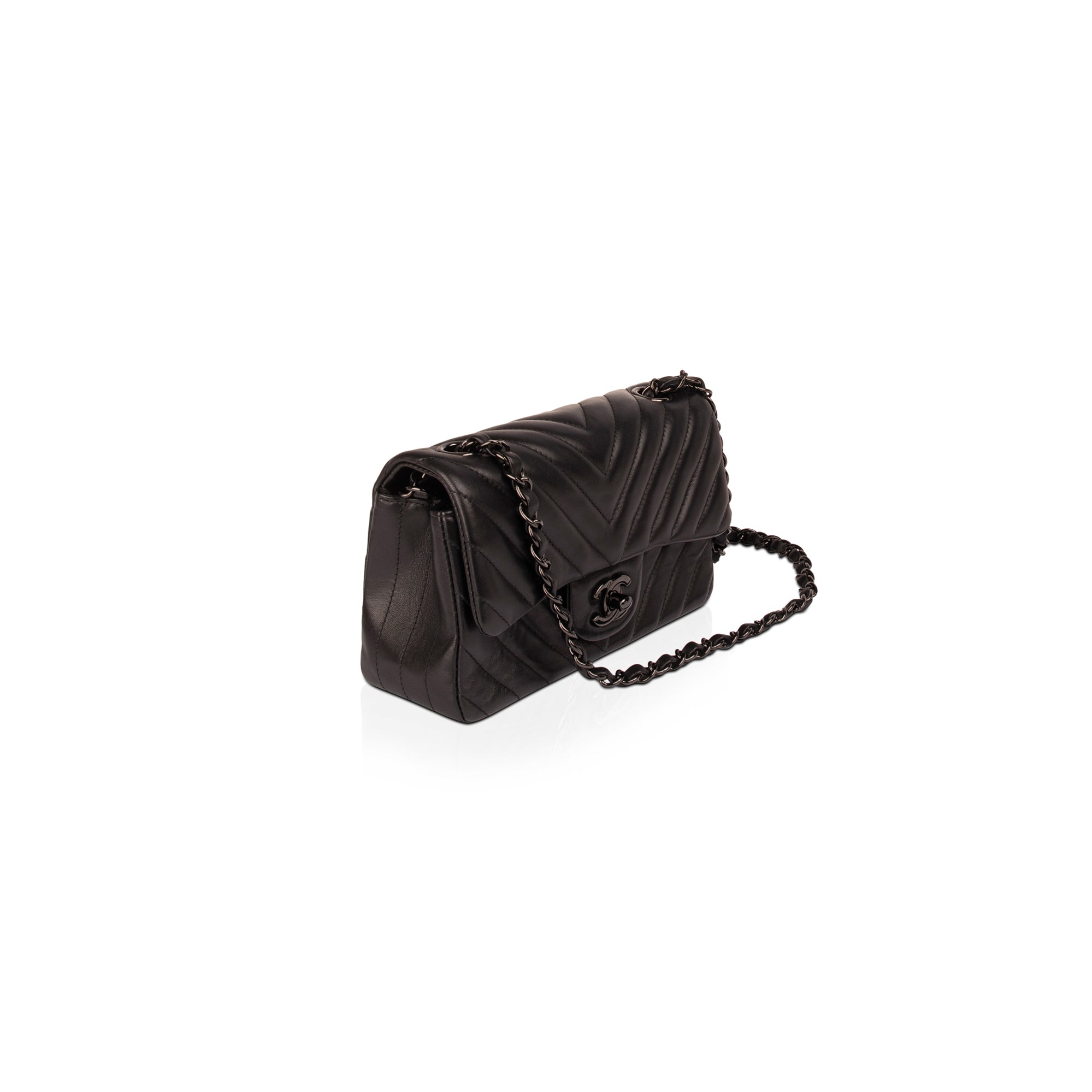 Chanel So Black Chevron Classic Mini Rectangular Flap Bag