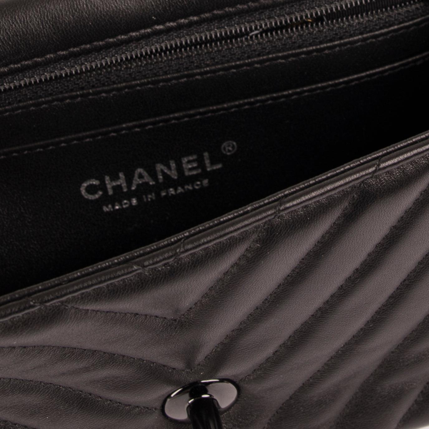 Chanel So Black Chevron Classic Mini Rectangular Flap Bag