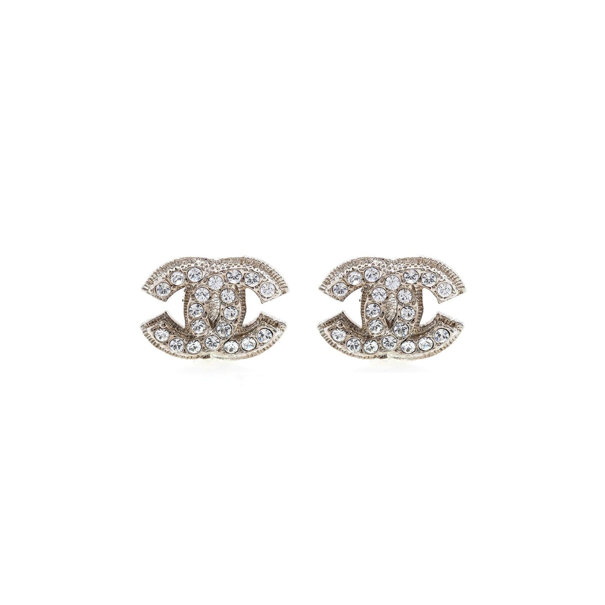Chanel Strass CC Clip-On Earrings w/ Box