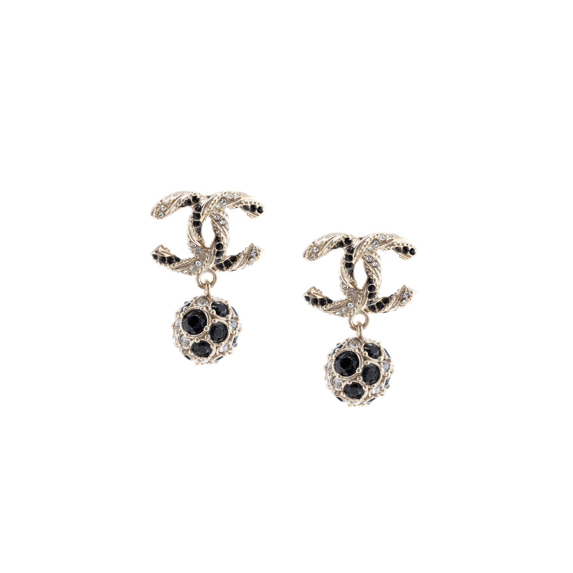 Chanel Strass CC Drop Earrings