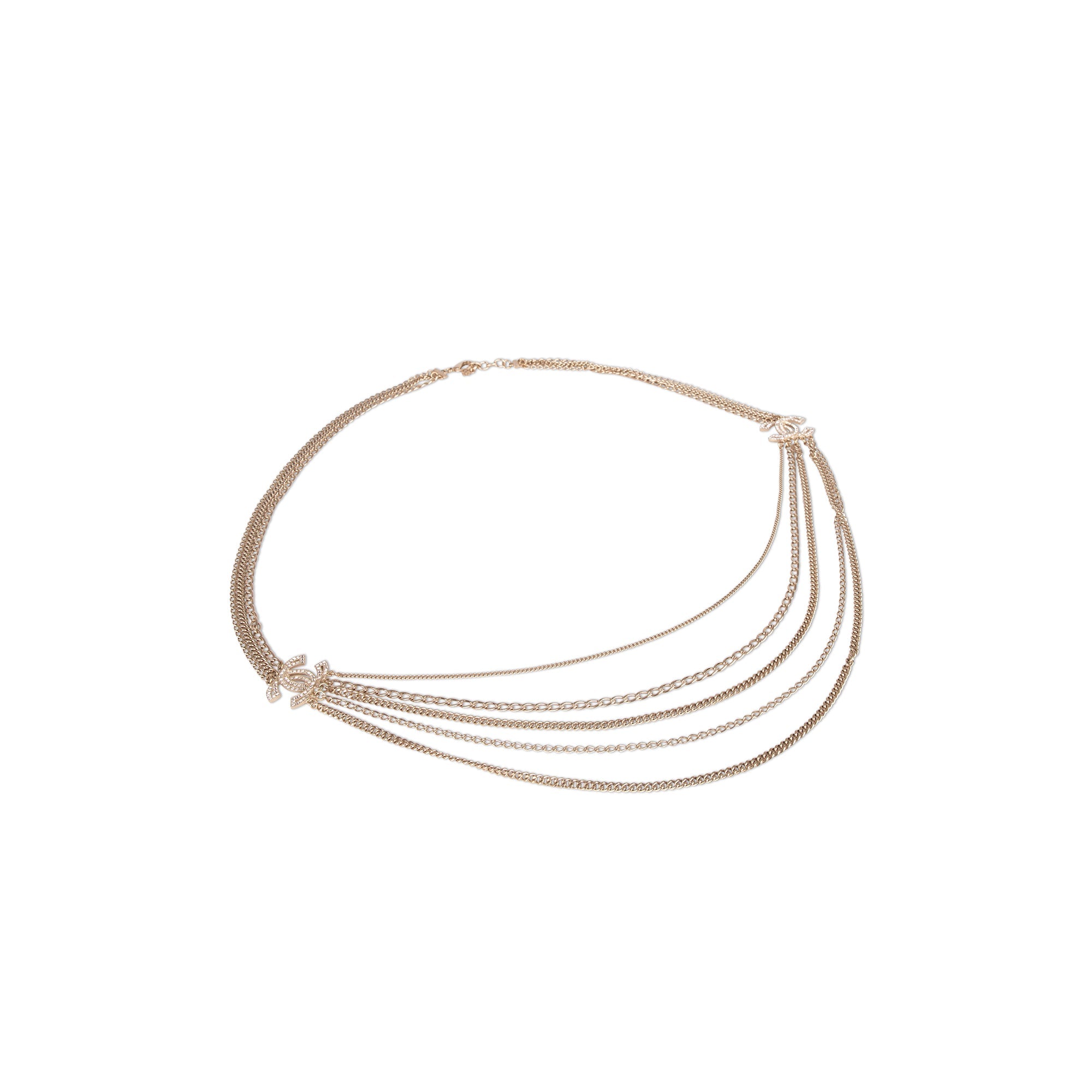 Chanel Strass CC Multistrand Chain Necklace w/ Box & Receipt