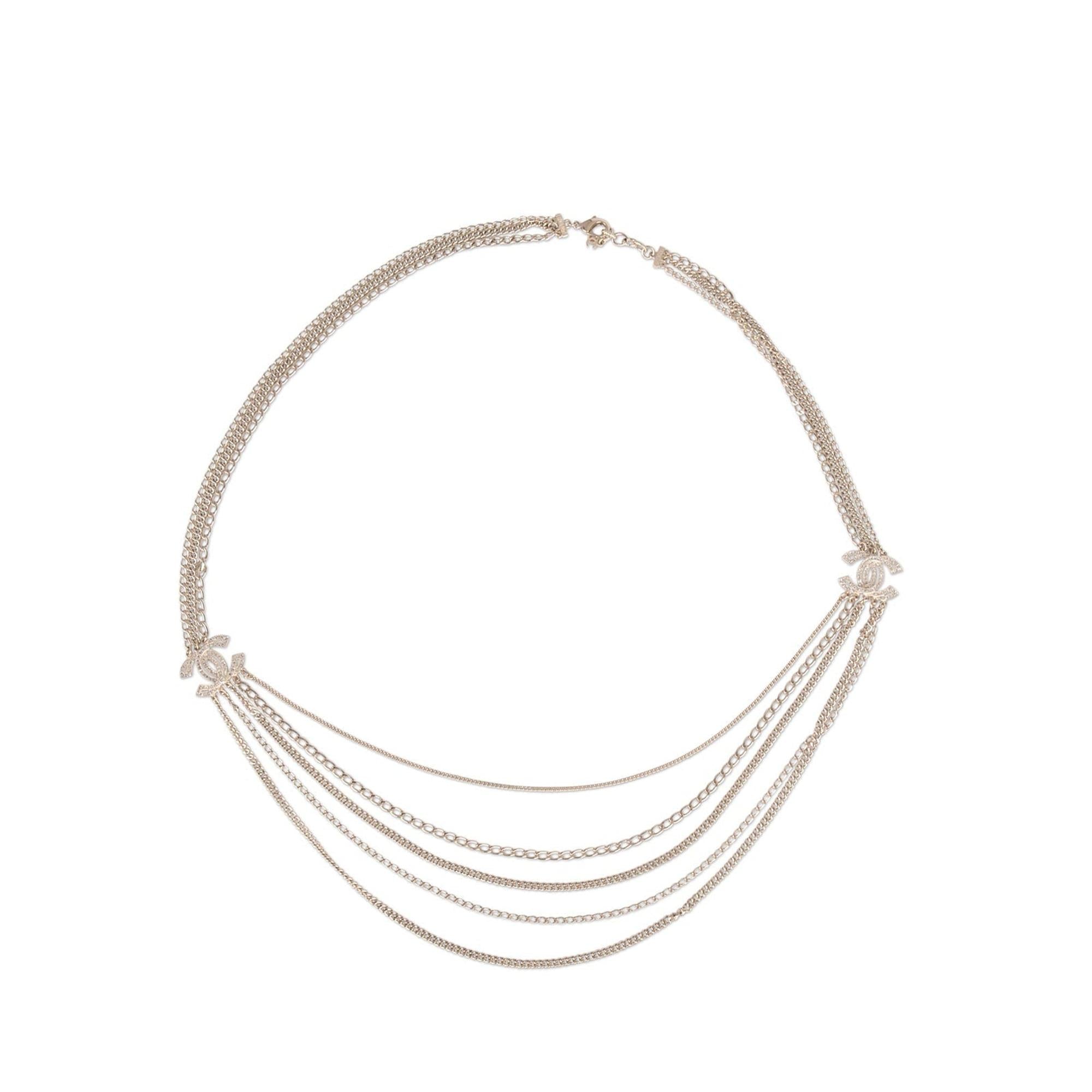 Chanel Strass CC Multistrand Chain Necklace w/ Box & Receipt