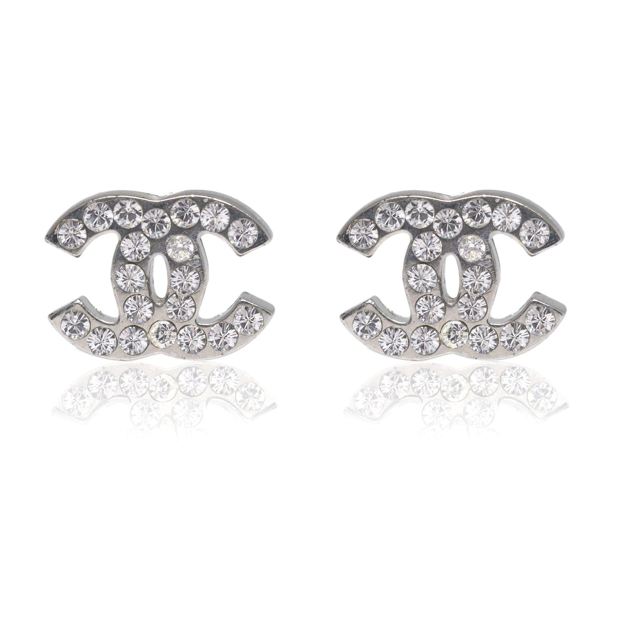 Chanel Strass CC Stud Earrings