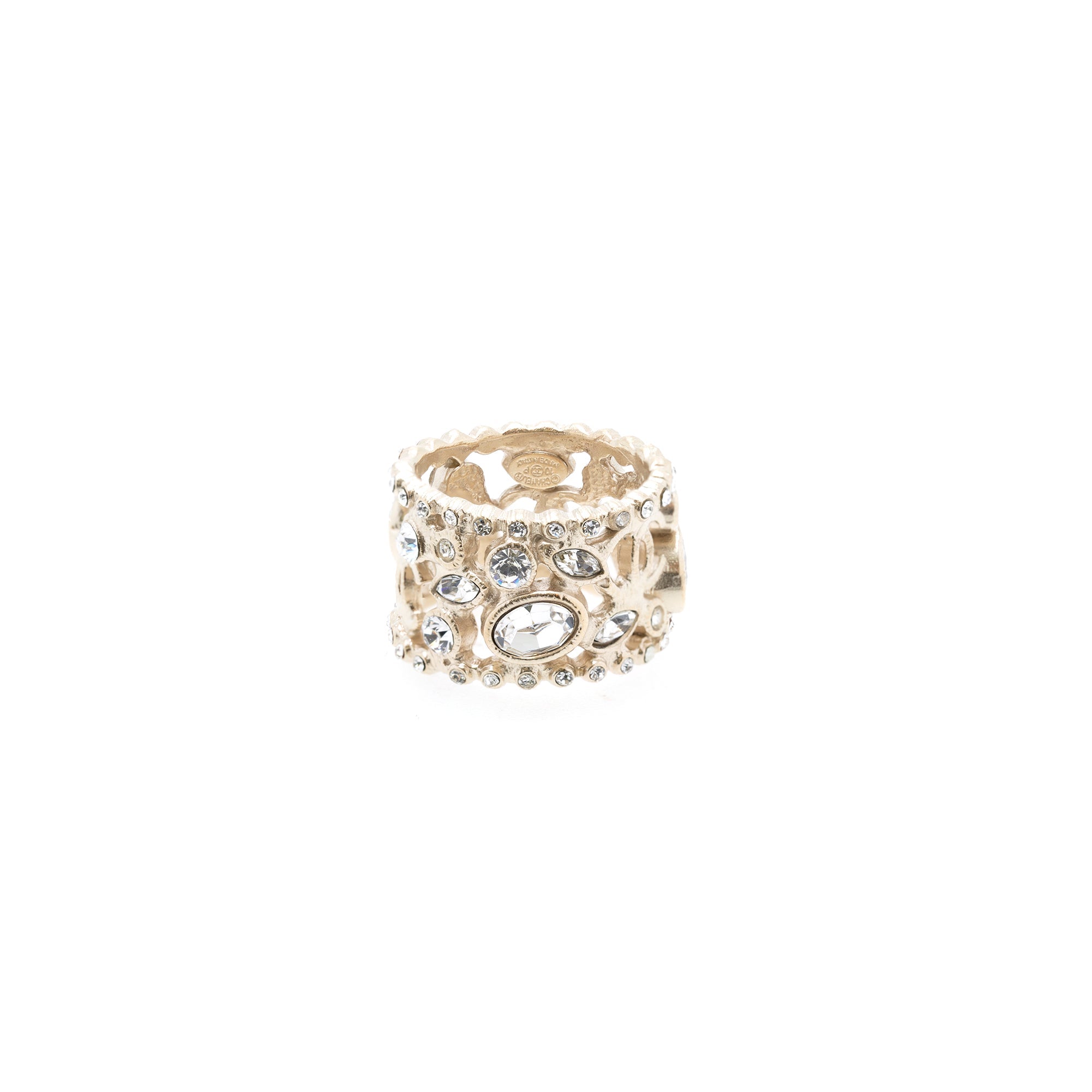 Chanel Strass CC Wide Band Ring