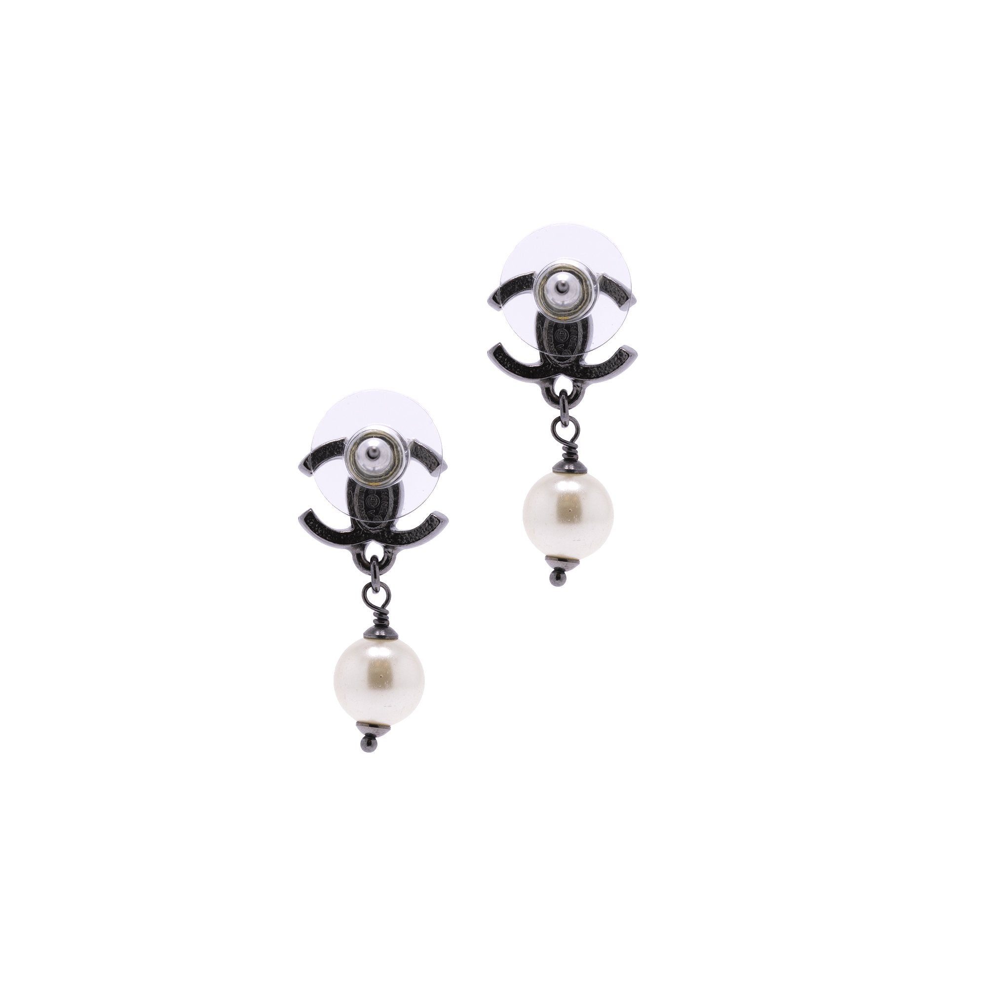 Chanel Strass & Faux Pearl CC Drop Earrings
