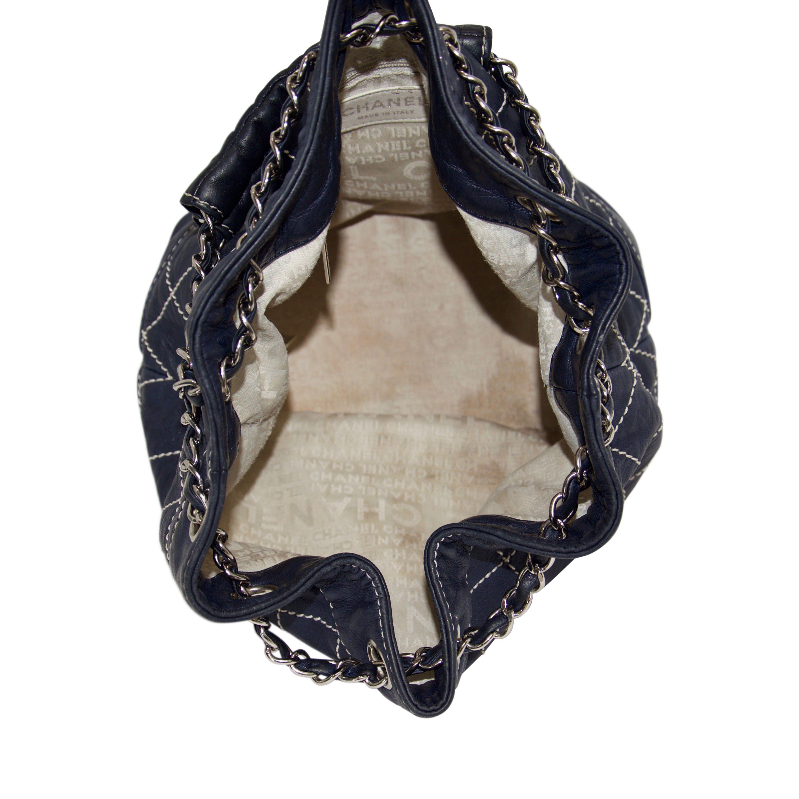 Chanel Surpique Drawstring Bucket Bag