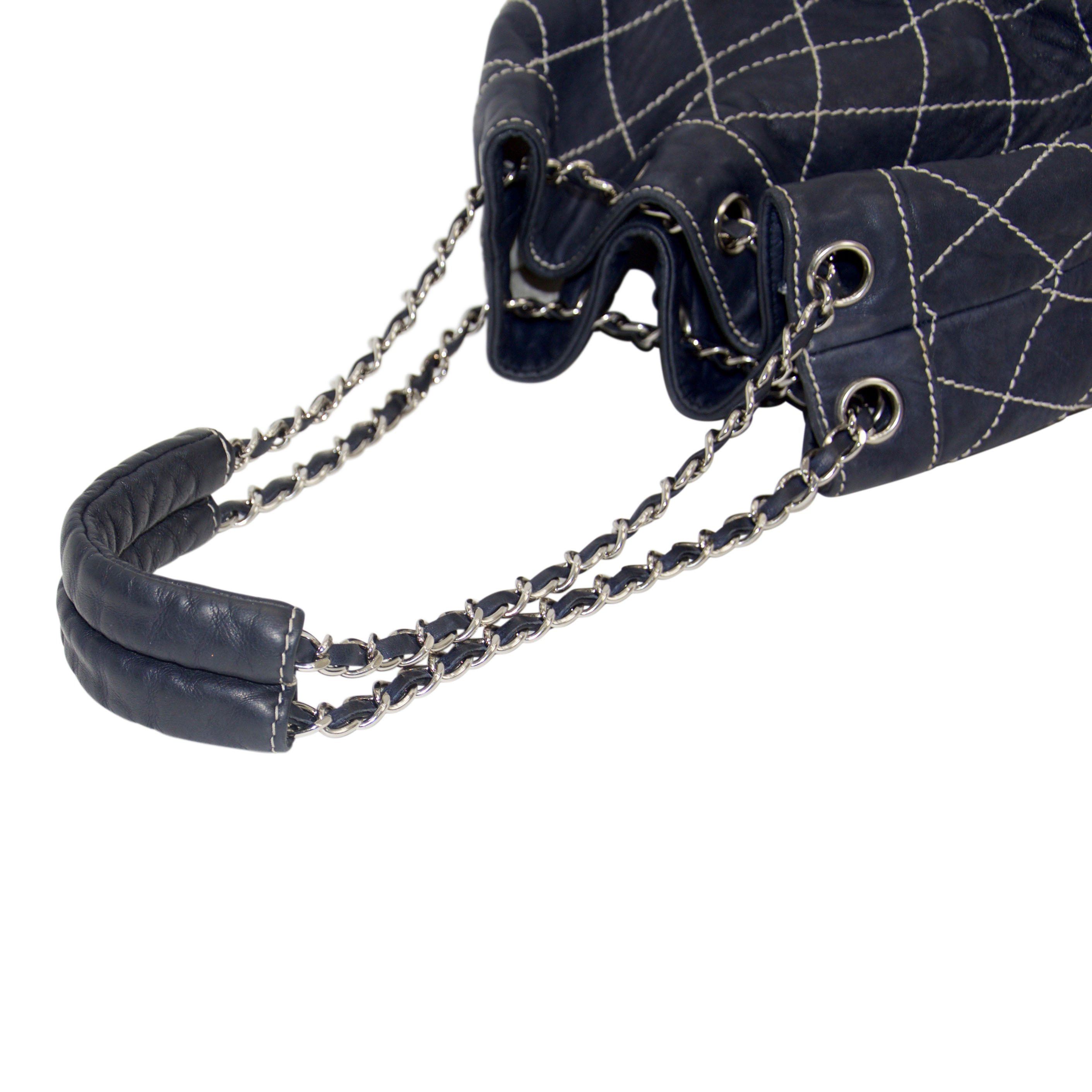 Chanel Surpique Drawstring Bucket Bag