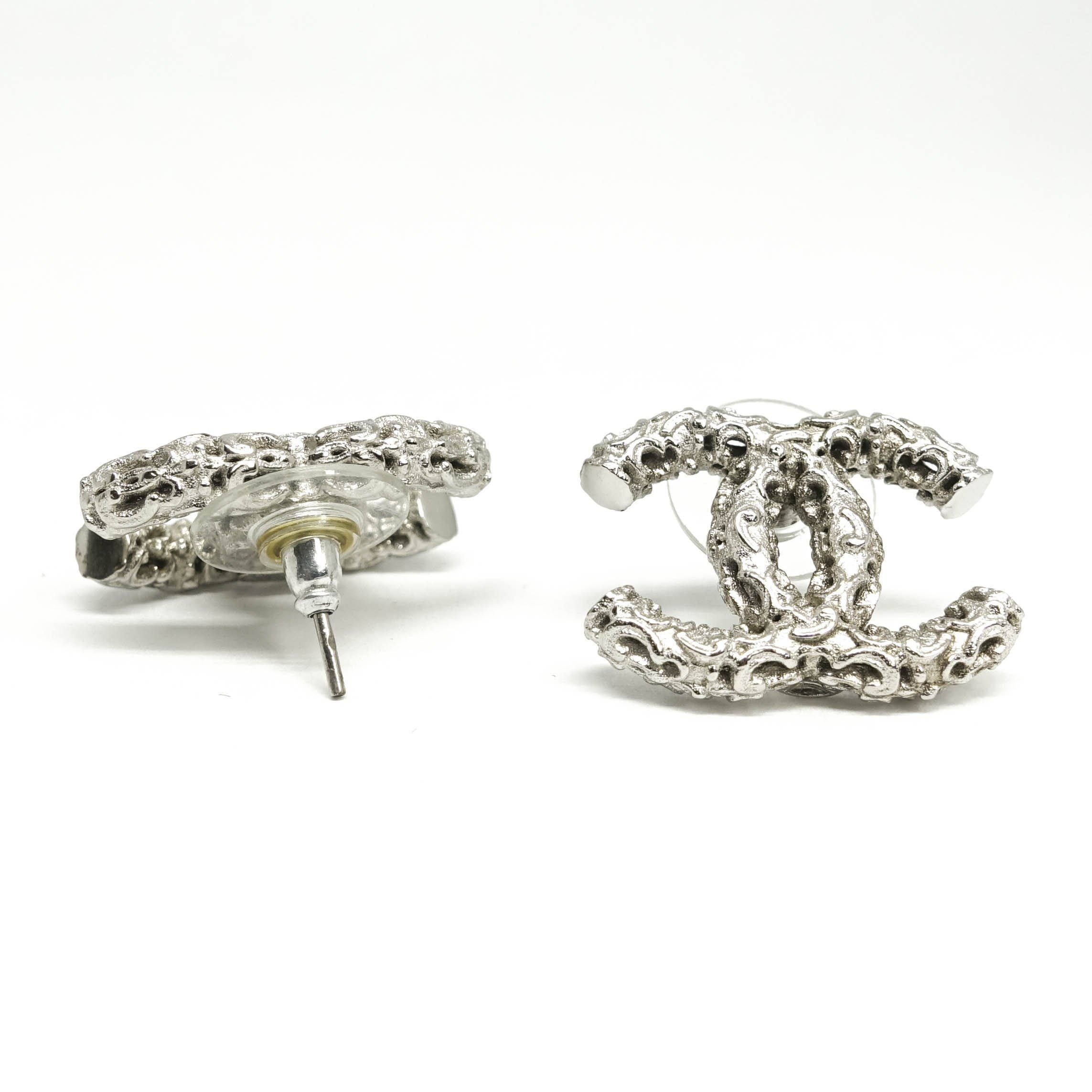 Chanel Textured CC Stud Earrings