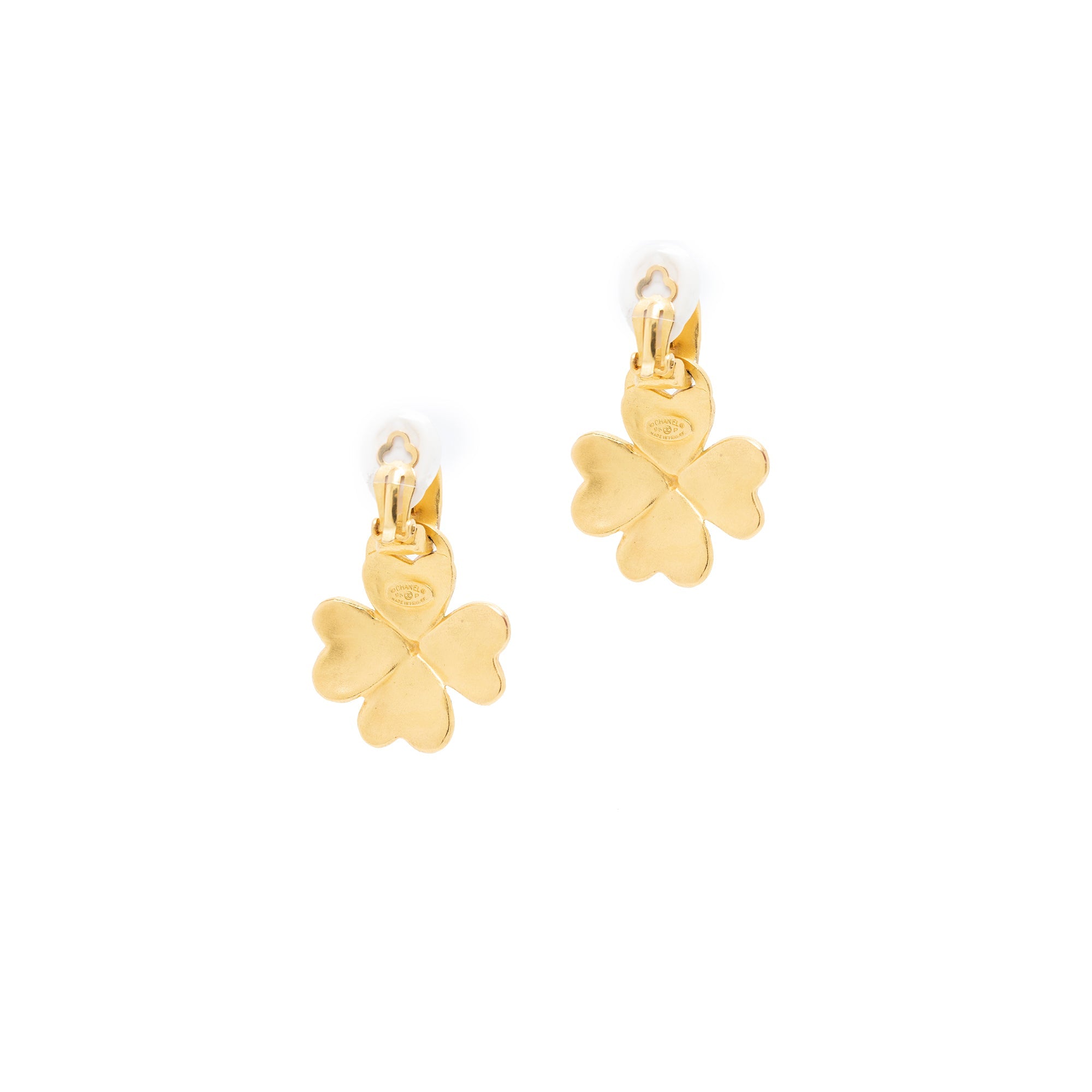 Chanel Vintage 1995 CC Lucky Clover Clip-On Earrings
