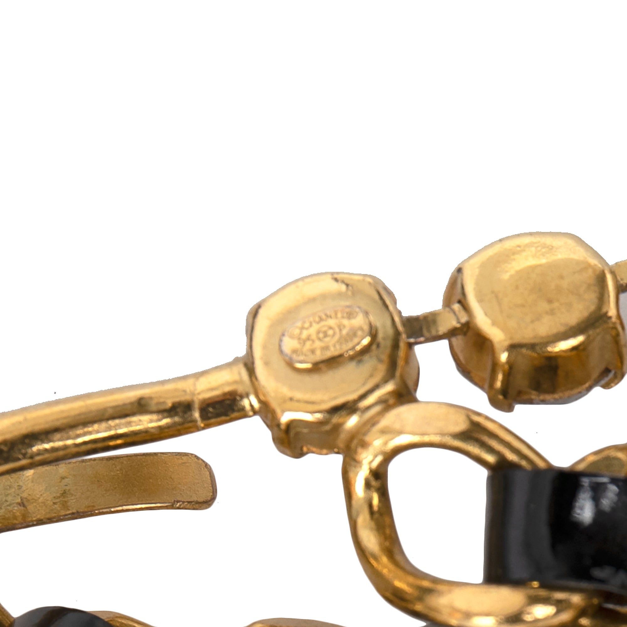 Chanel Vintage 1995 Strass CC Logo Chain-Link & Leather Belt w/ Box