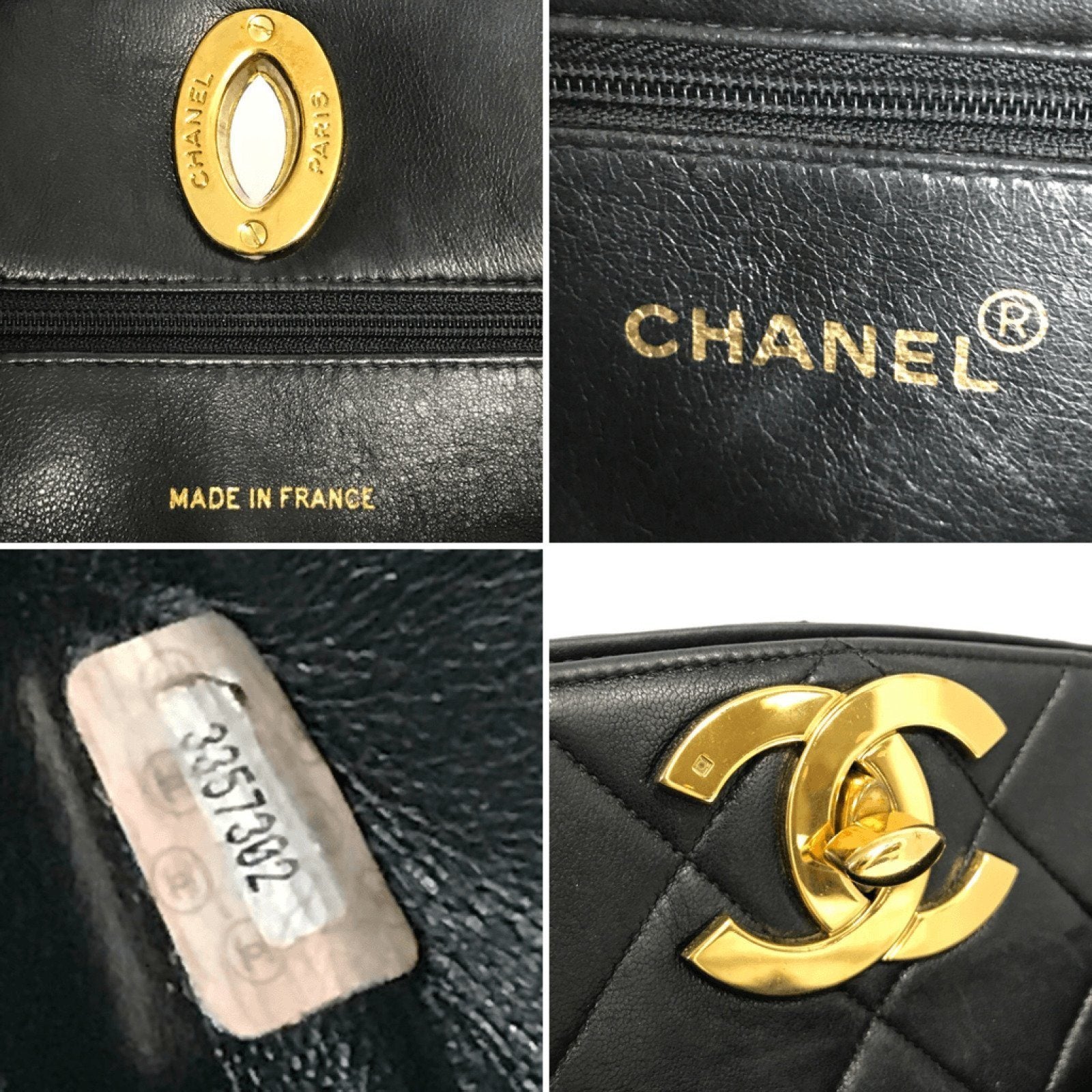 Chanel Vintage Black Quilted Lambskin Leather Tote Shoulder Bag