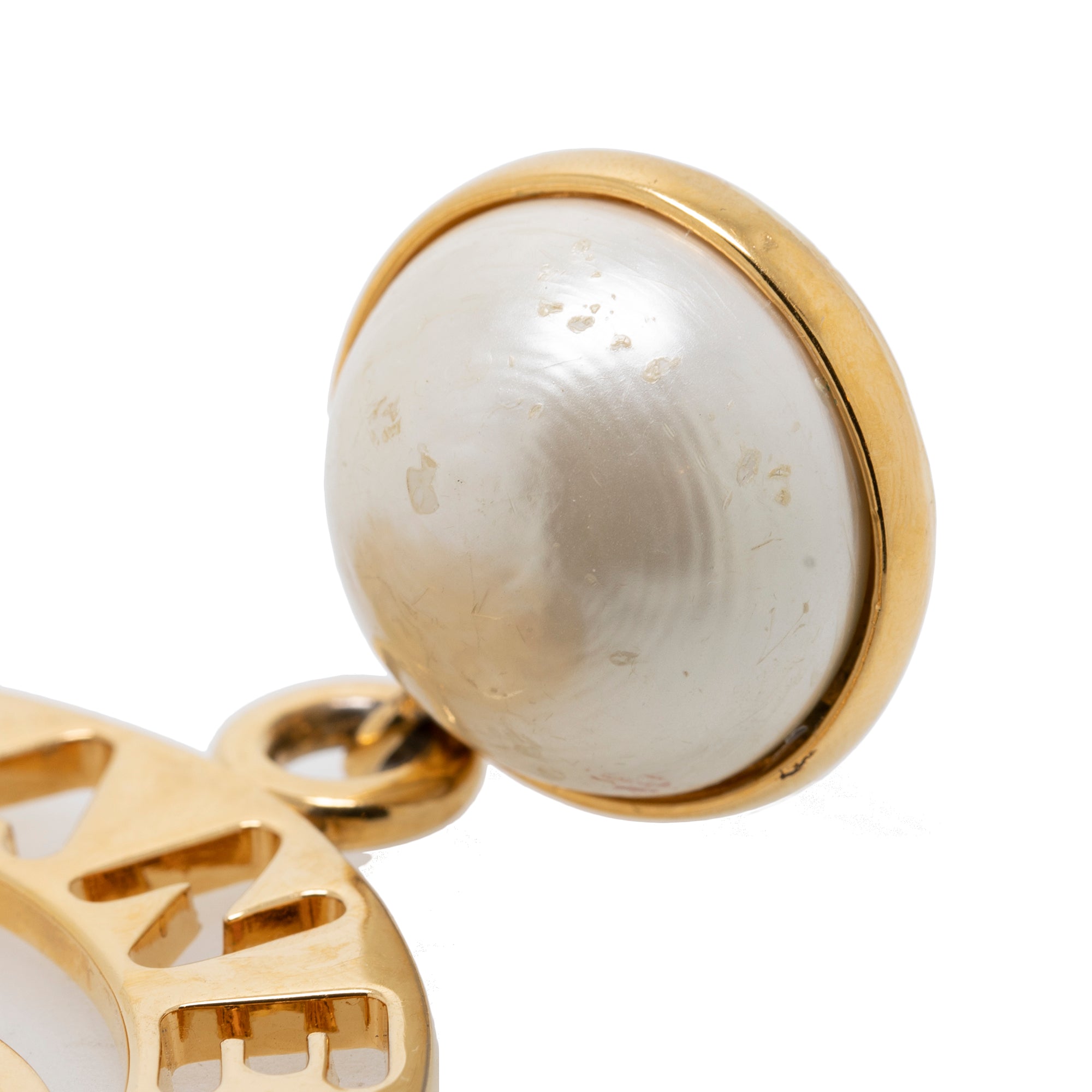 Chanel Vintage Faux Pearl CC Paris Large Clip-On Drop Earrings w/ Box
