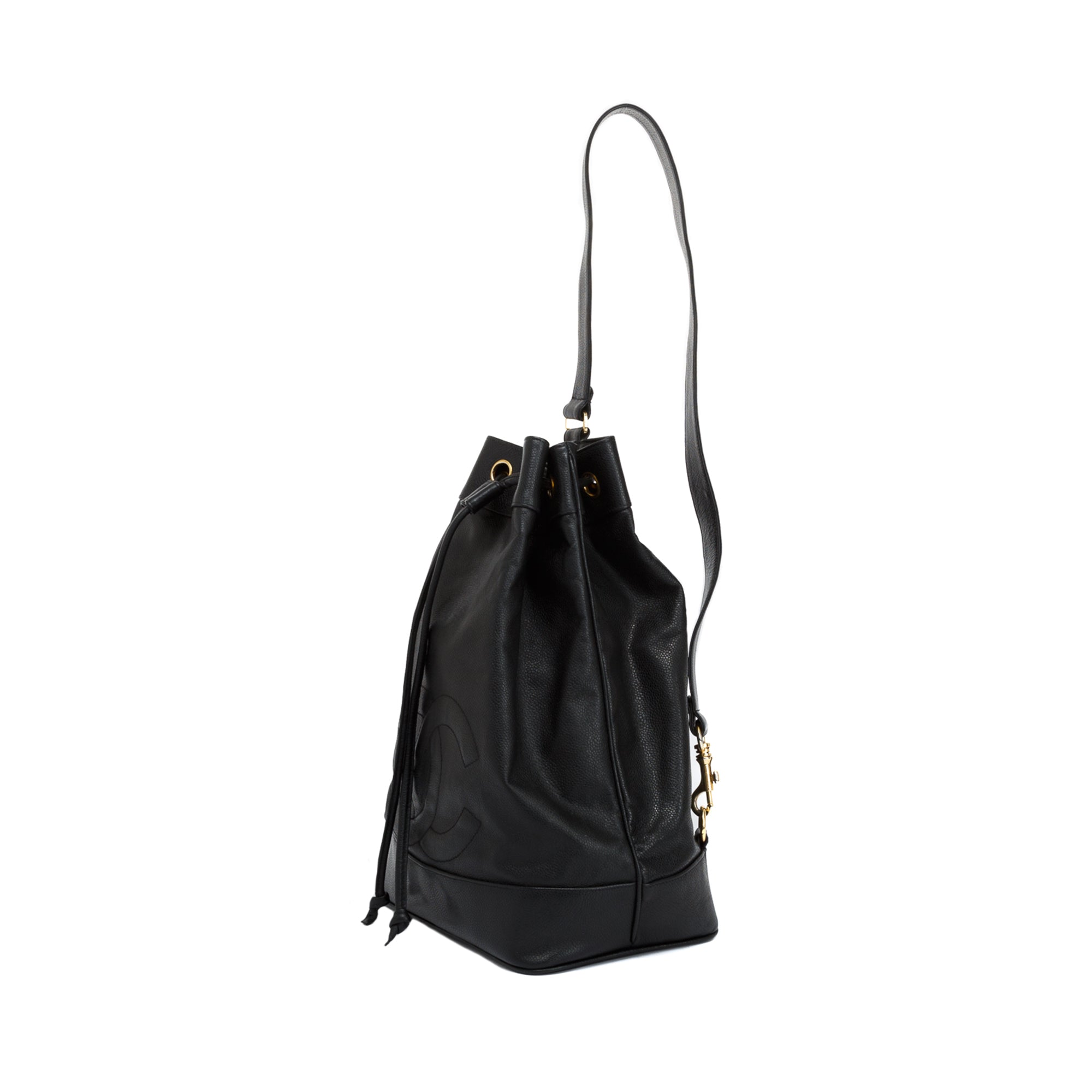 Chanel Vintage Large Caviar Leather Timeless Drawstring Sling Backpack