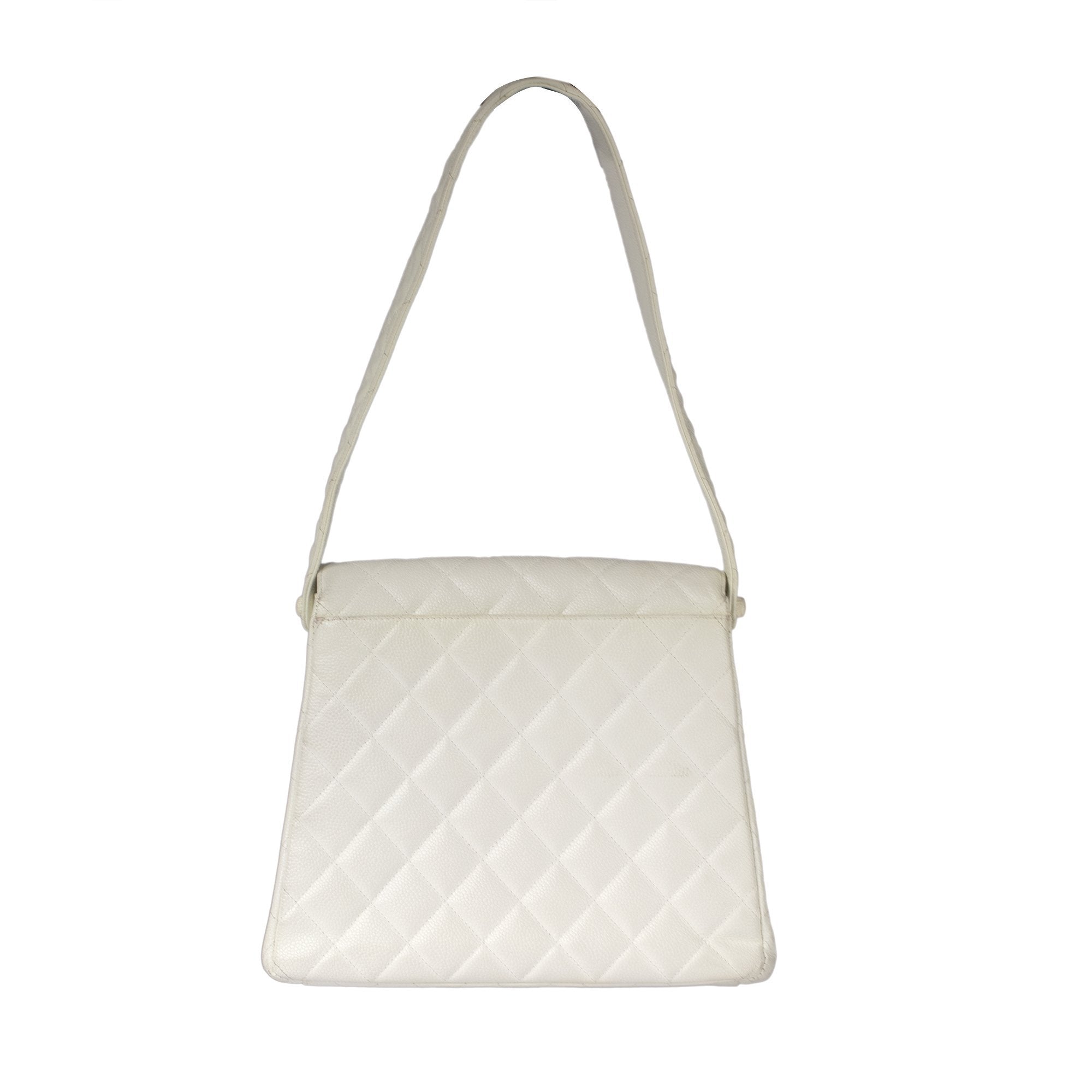 Chanel Vintage Small Quilted Caviar CC Flap Shoulder Bag