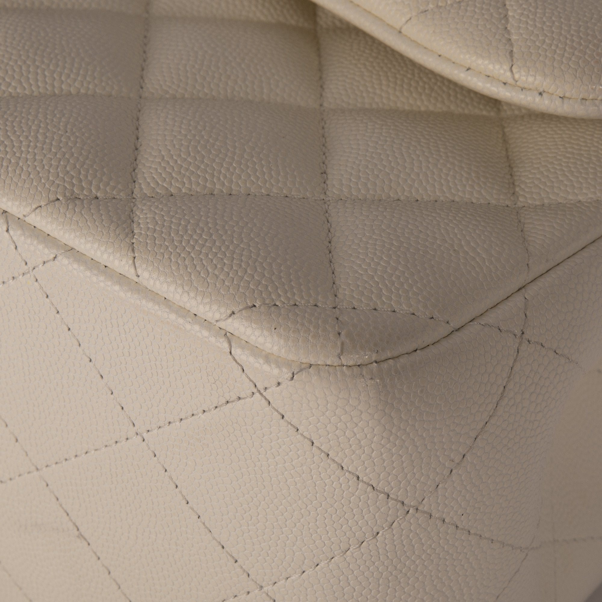 Chanel White Caviar Classic Jumbo Double Flap Bag w/ Box & Authenticity Card