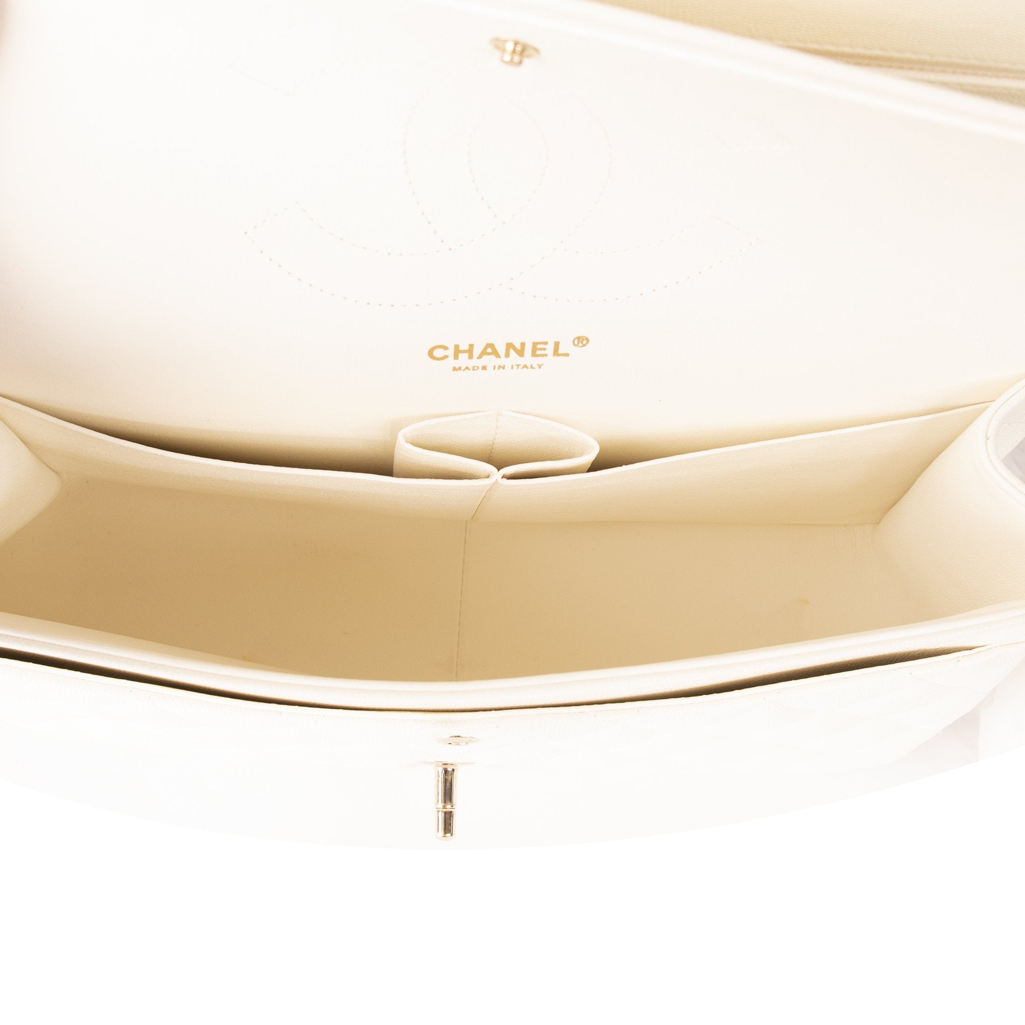 Chanel White Caviar Classic Jumbo Double Flap Bag w/ Box & Authenticity Card