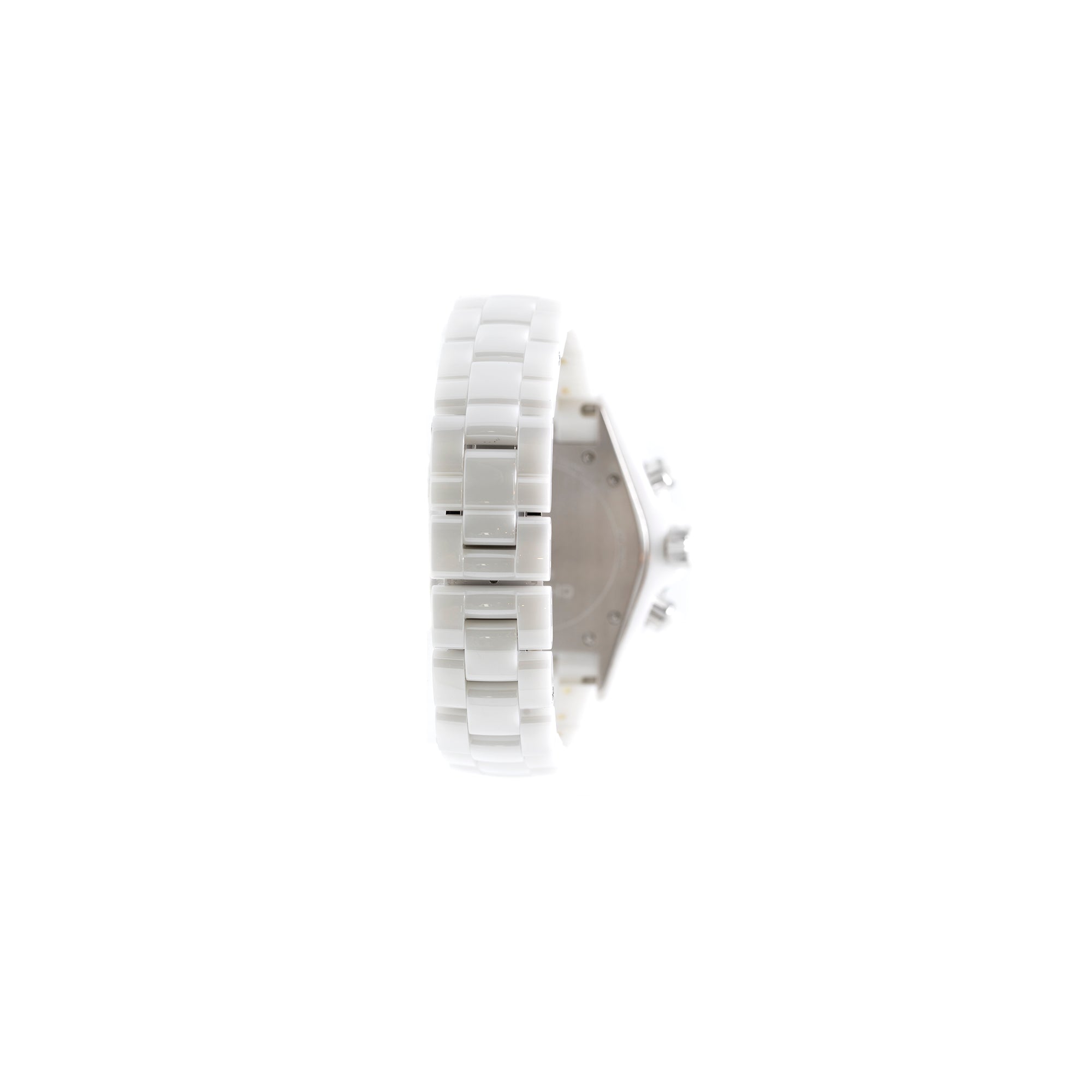 Chanel White Ceramic J12 Watch with Diamond Bezel