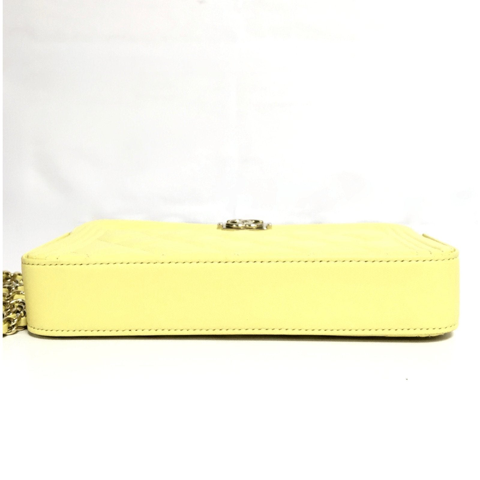 Chanel Yellow Double Zip Boy Clutch with Chain