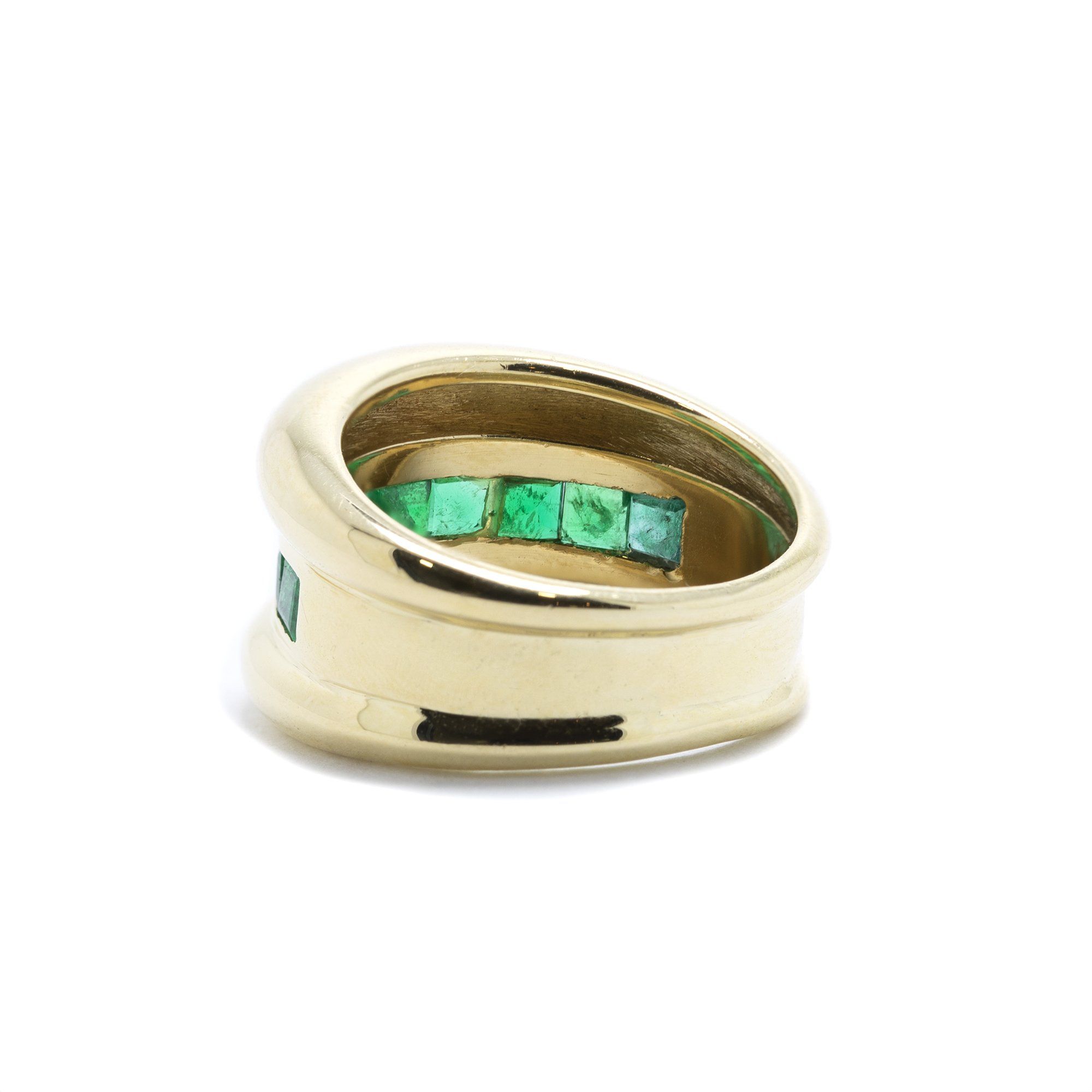 Channel-Set Single Row Emerald Band Ring