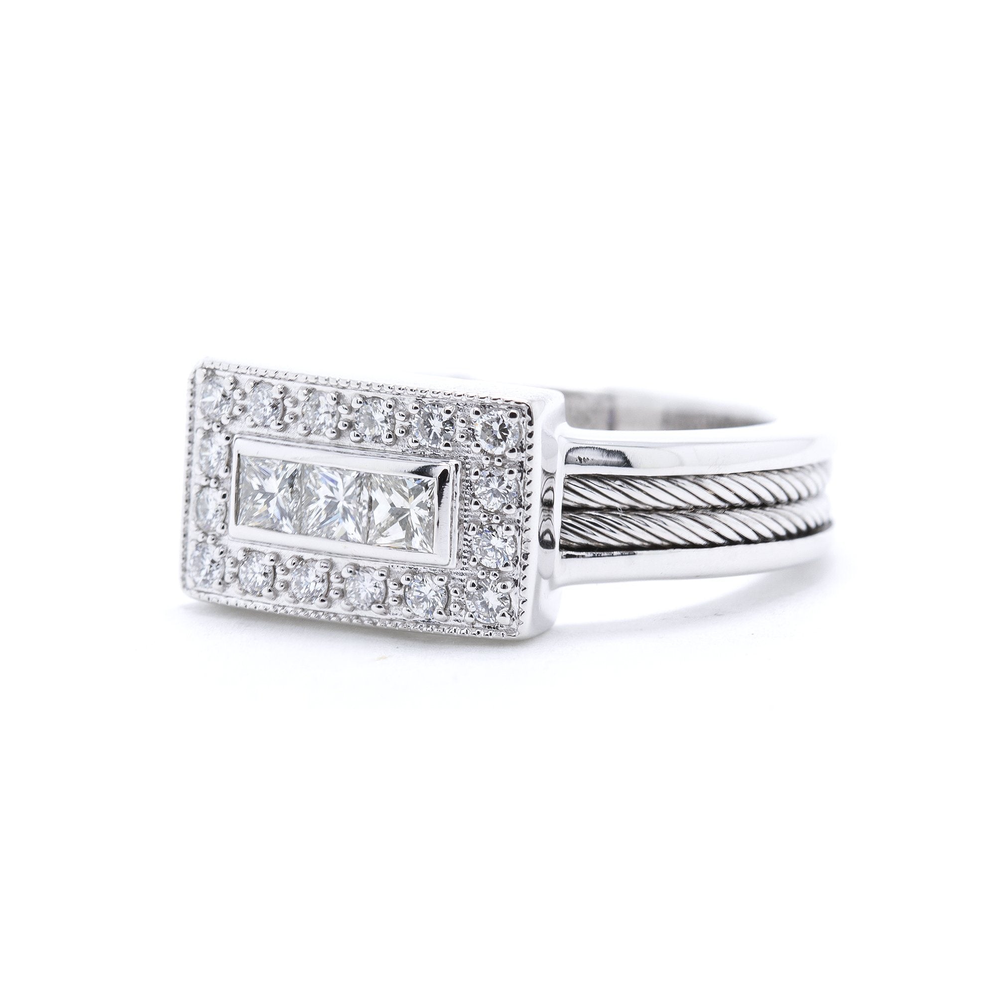 Charriol 18k White Gold Diamond Cocktail Ring