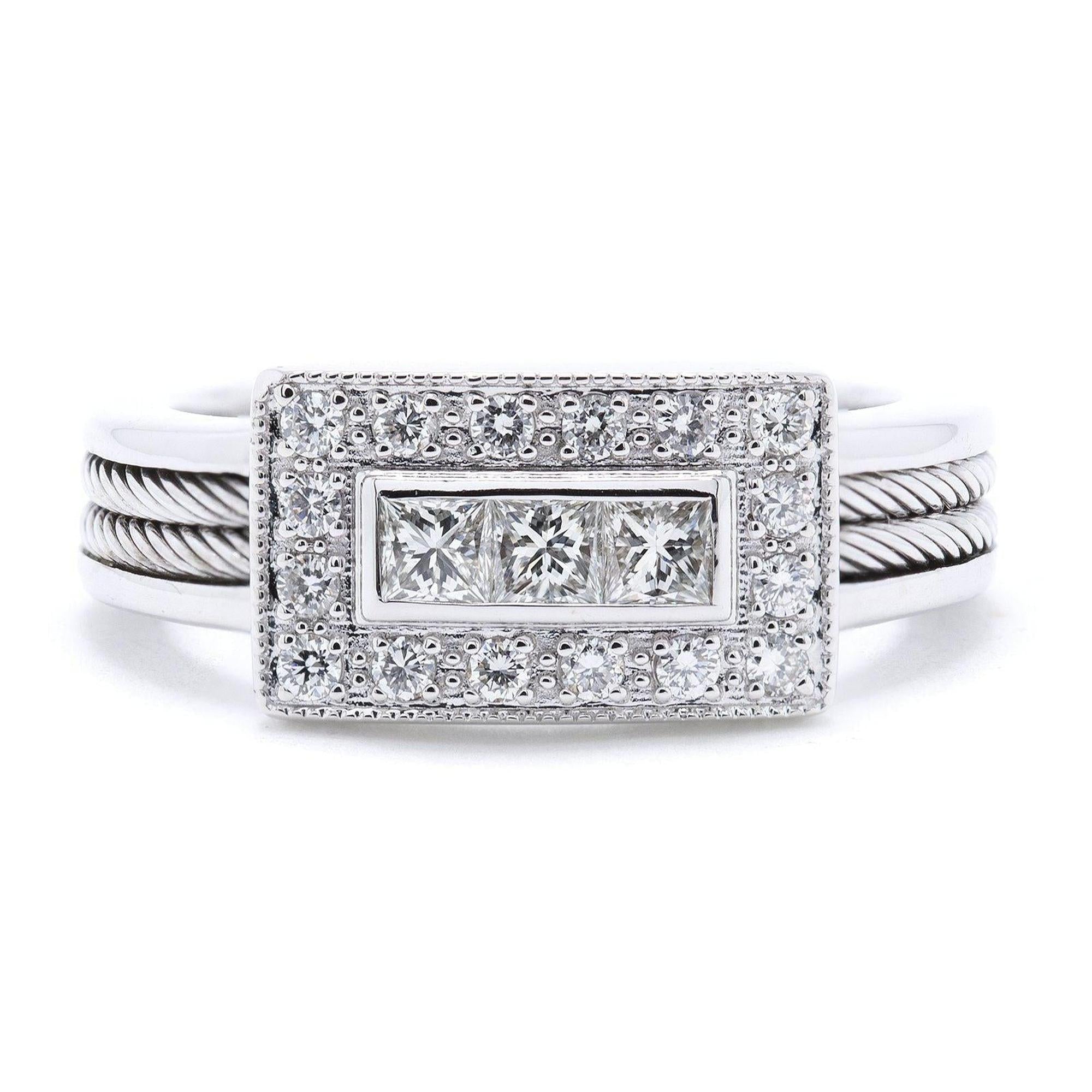 Charriol 18k White Gold Diamond Cocktail Ring