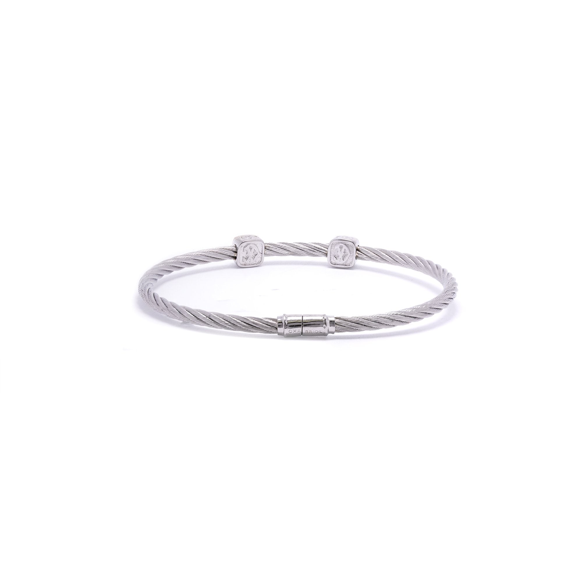 Charriol Classique Two Square Station Diamond Cable Bracelet