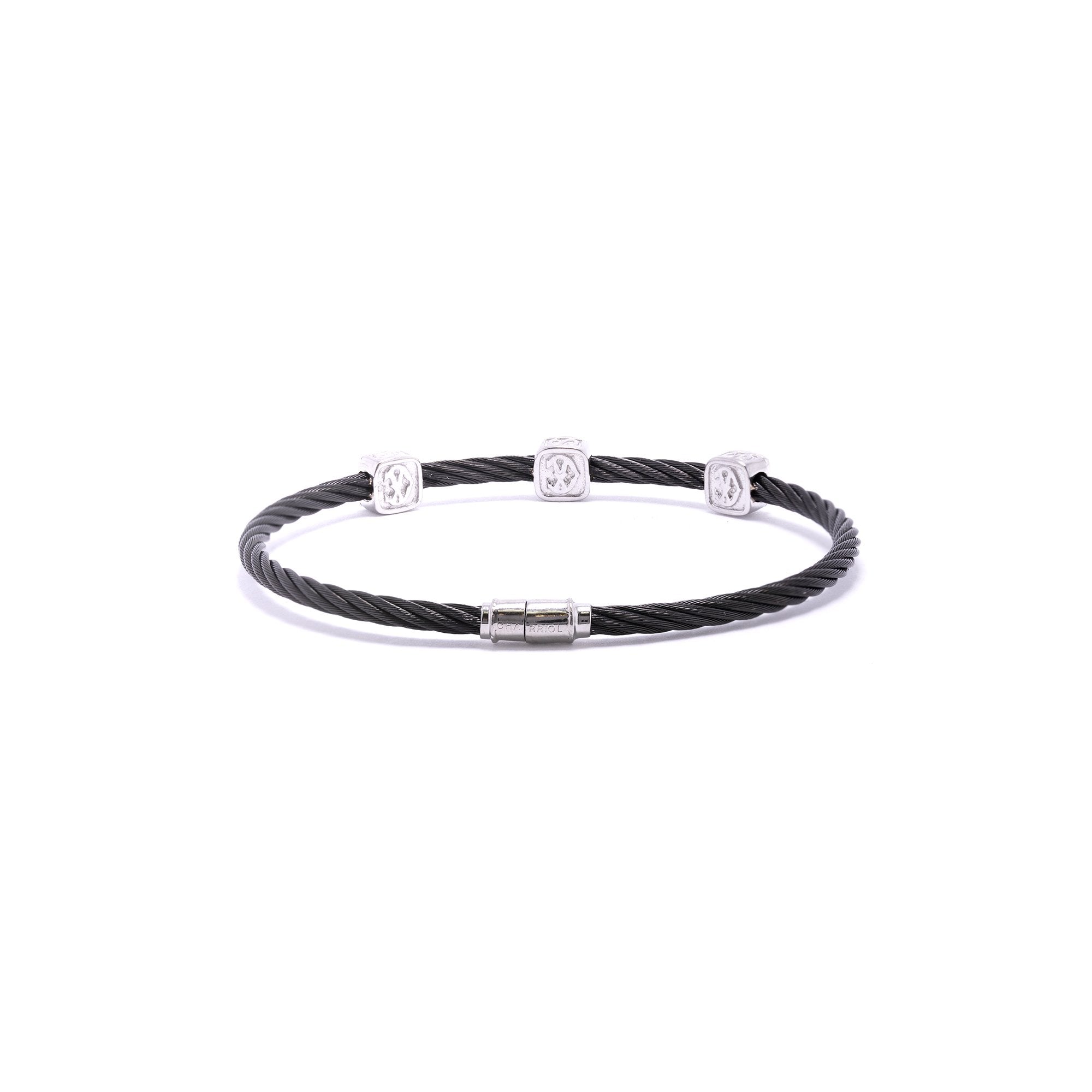 Charriol Diamond Celtic Noir Three Square Station Bracelet w/ Box