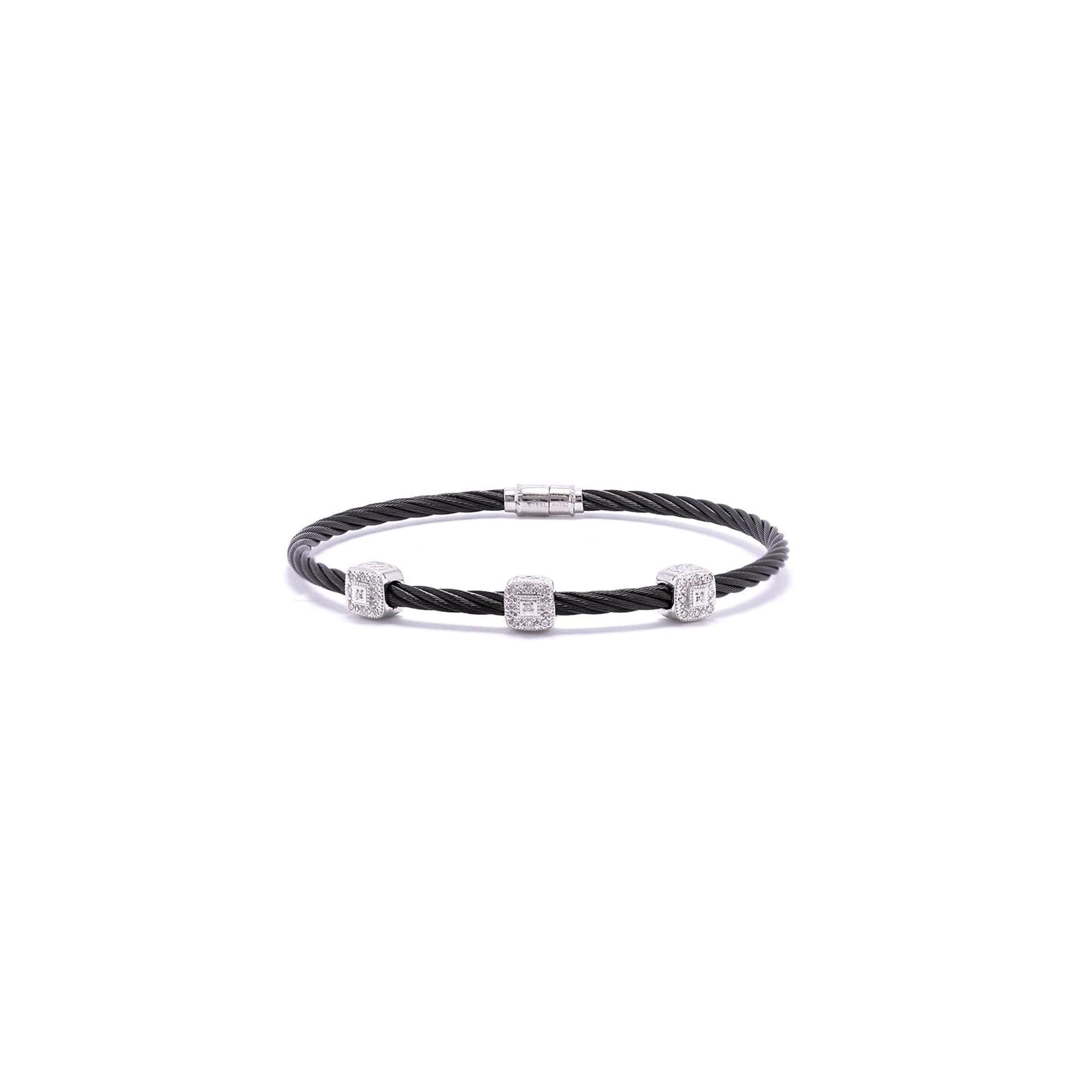 Charriol Diamond Celtic Noir Three Square Station Bracelet