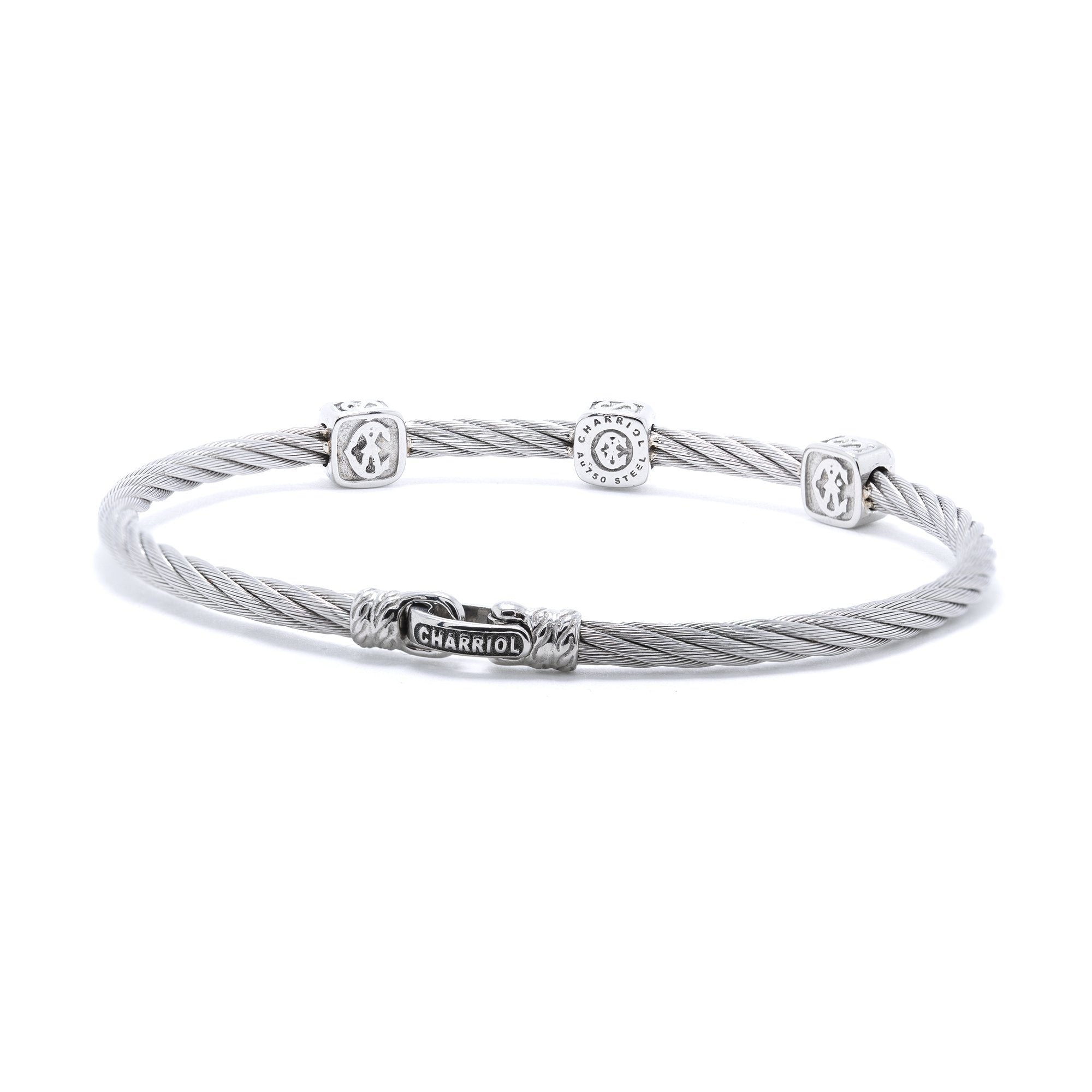 Charriol Three Station Diamond Cable Bracelet