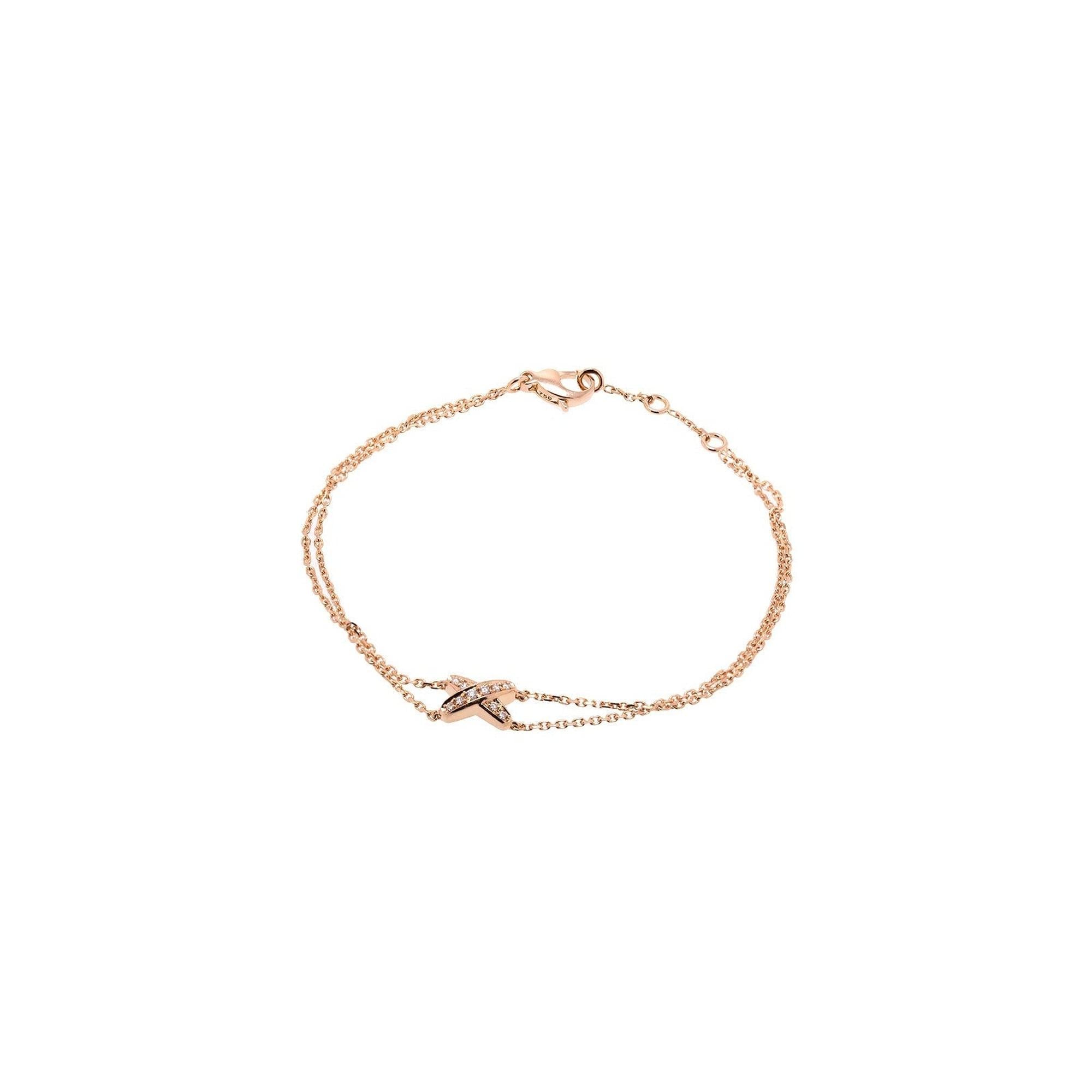 Chaumet 18k Rose Gold Diamond Jeux de Liens Bracelet w/ Box & Certificate