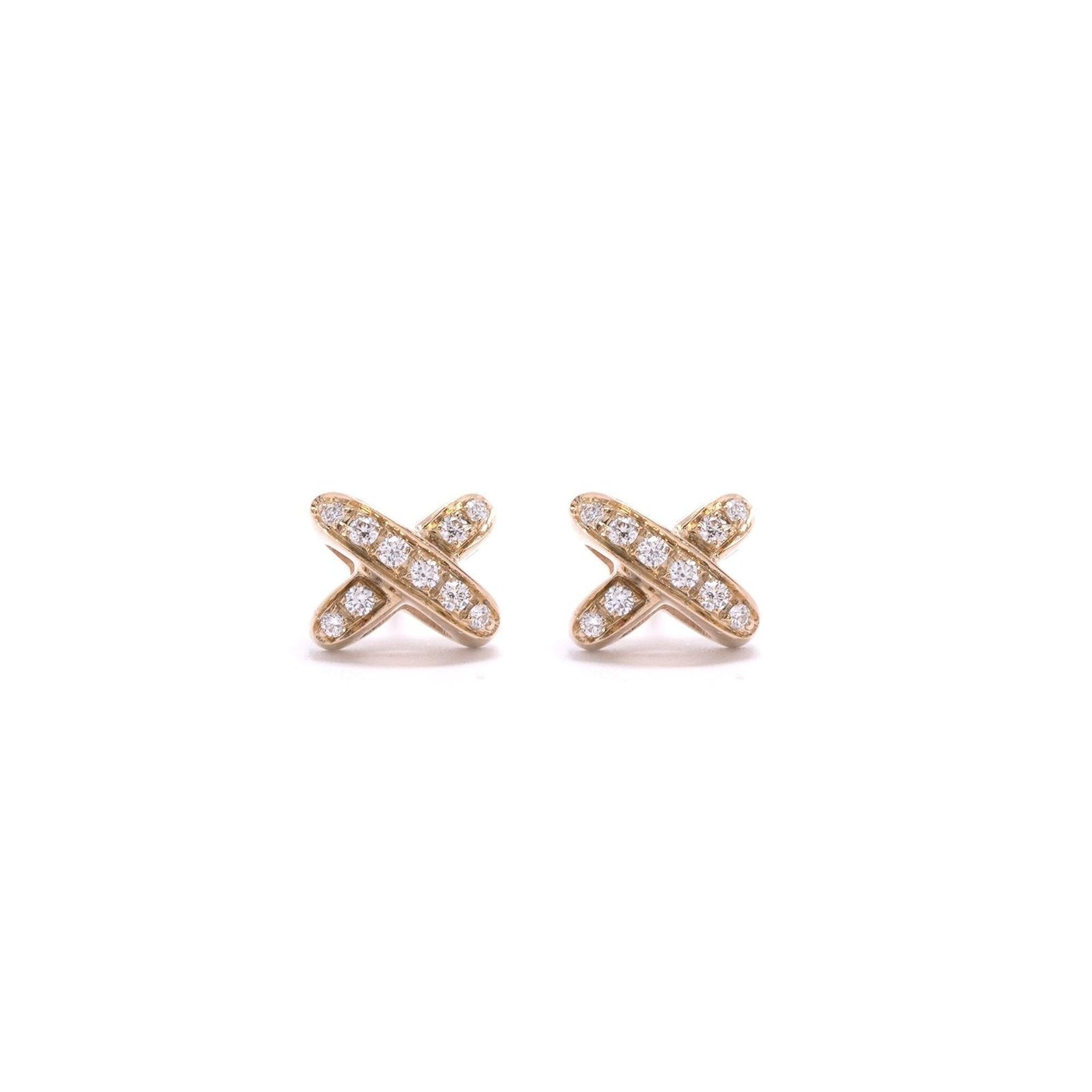 Chaumet 18k Rose Gold Jeux de Liens Diamond Stud Earrings
