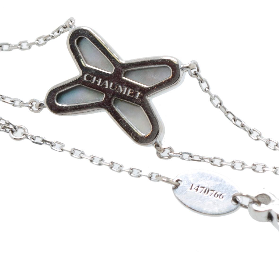 Chaumet 18k White Gold Mother of Pearl & Diamond Jeux de Liens Bracelet