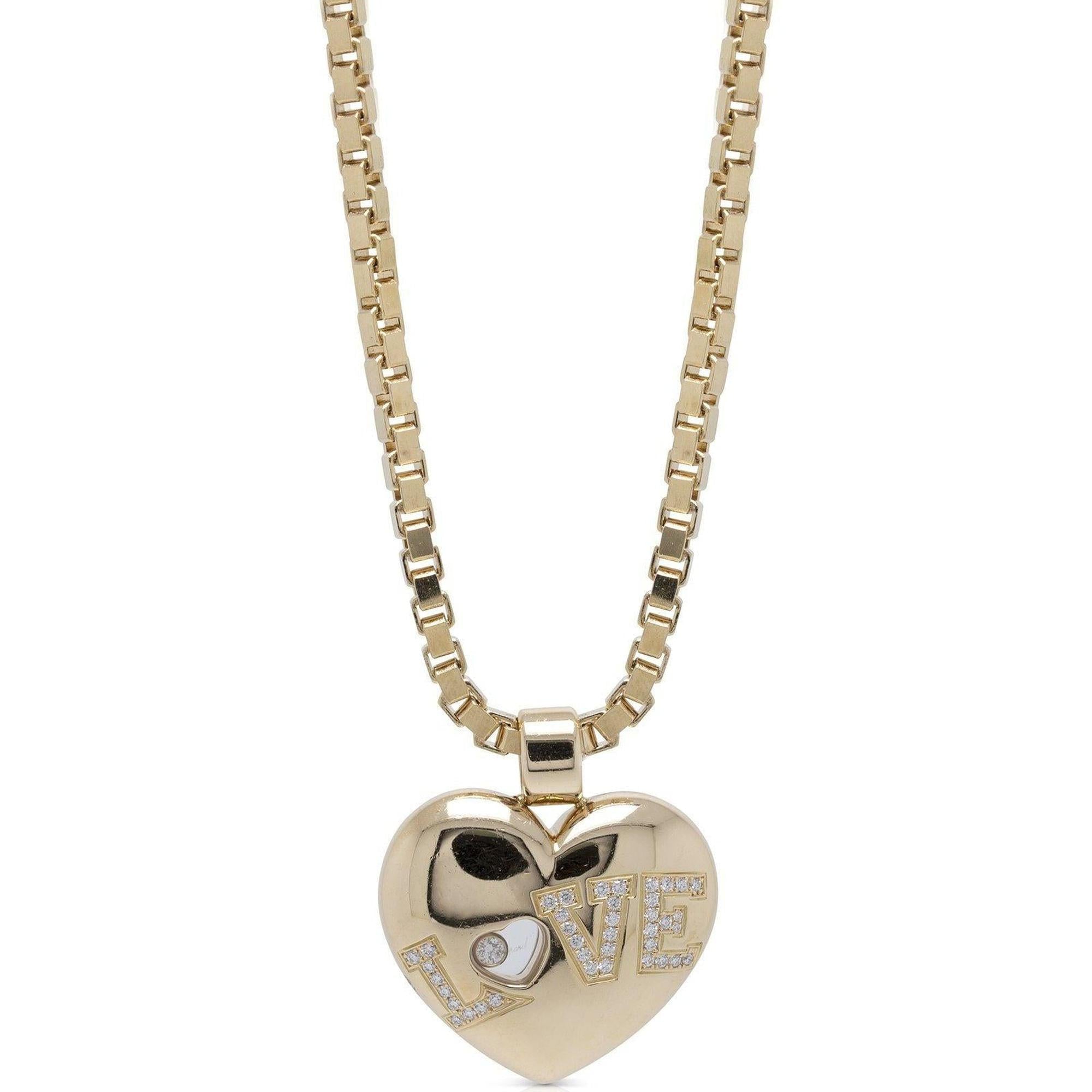 Chopard 18k Gold Diamond Love Heart Pendant Necklace