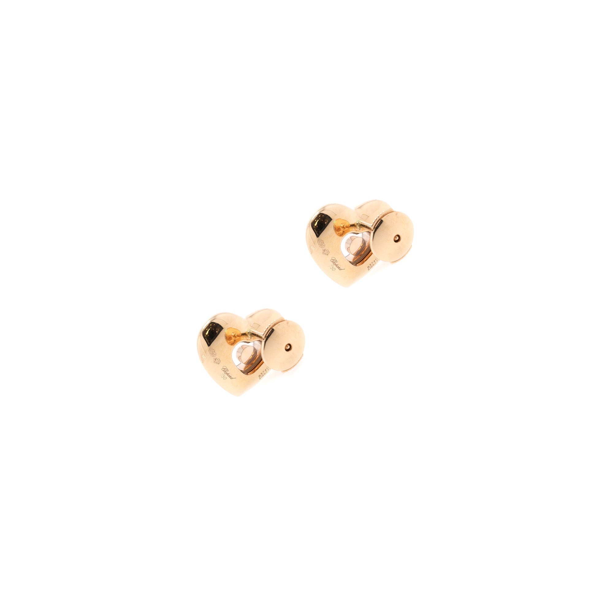 Chopard 18k Rose Gold Happy Diamonds Heart Earrings