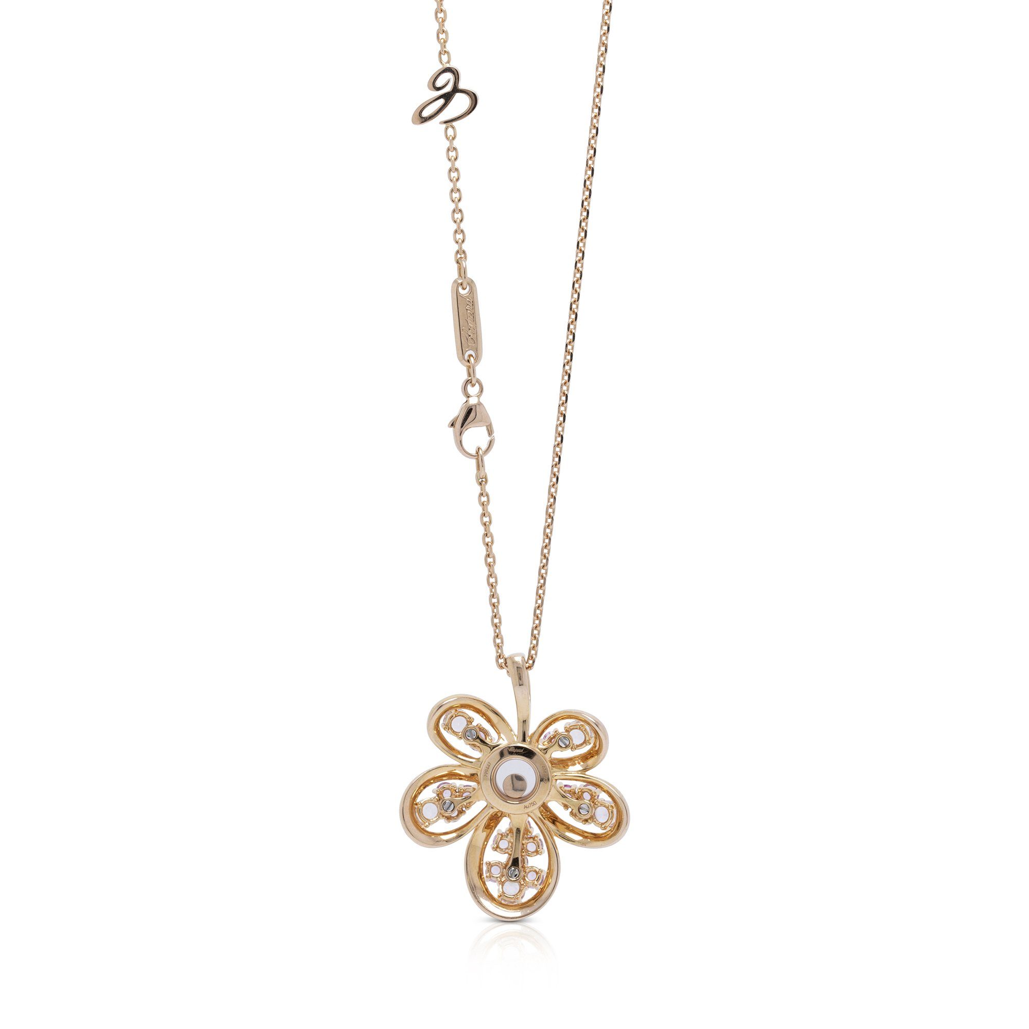 Chopard 18k Rose Gold Happy Diamonds Joaillerie Pendant Necklace w/ Box