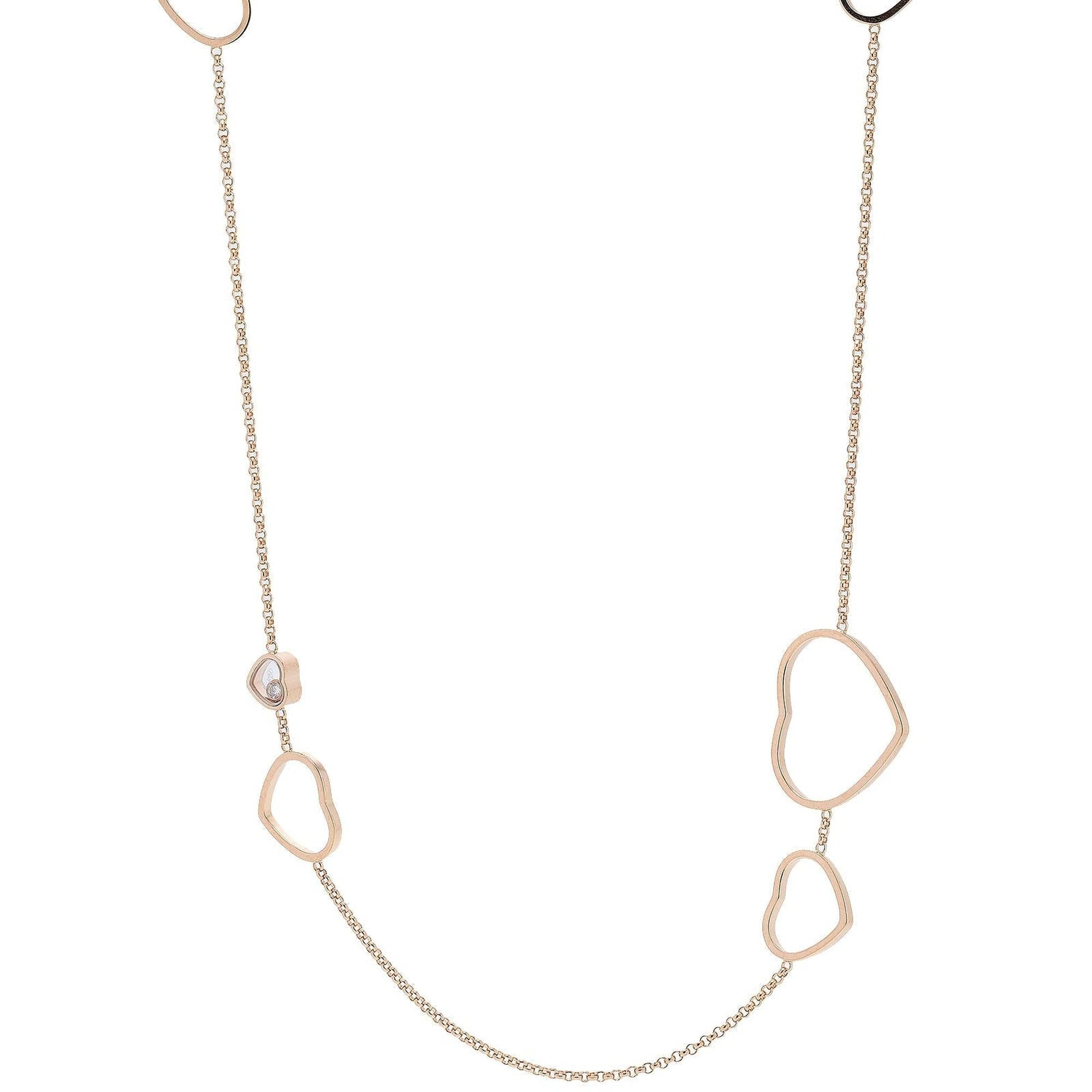 Chopard 18k Rose Gold Happy Hearts Diamond Necklace w/ Box