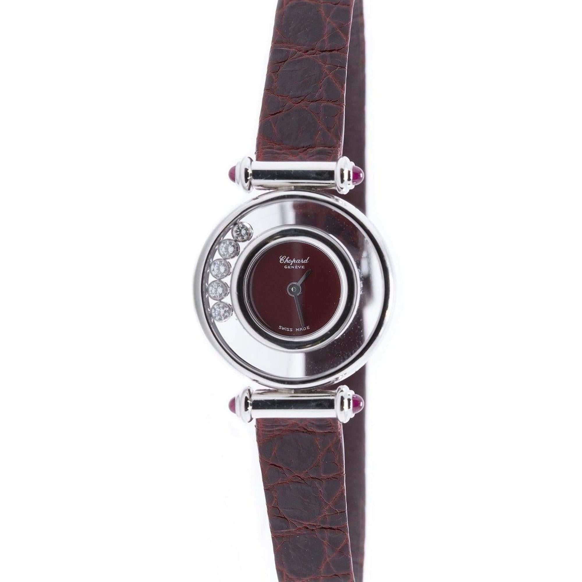 Chopard 18k White Gold Happy Diamond Watch