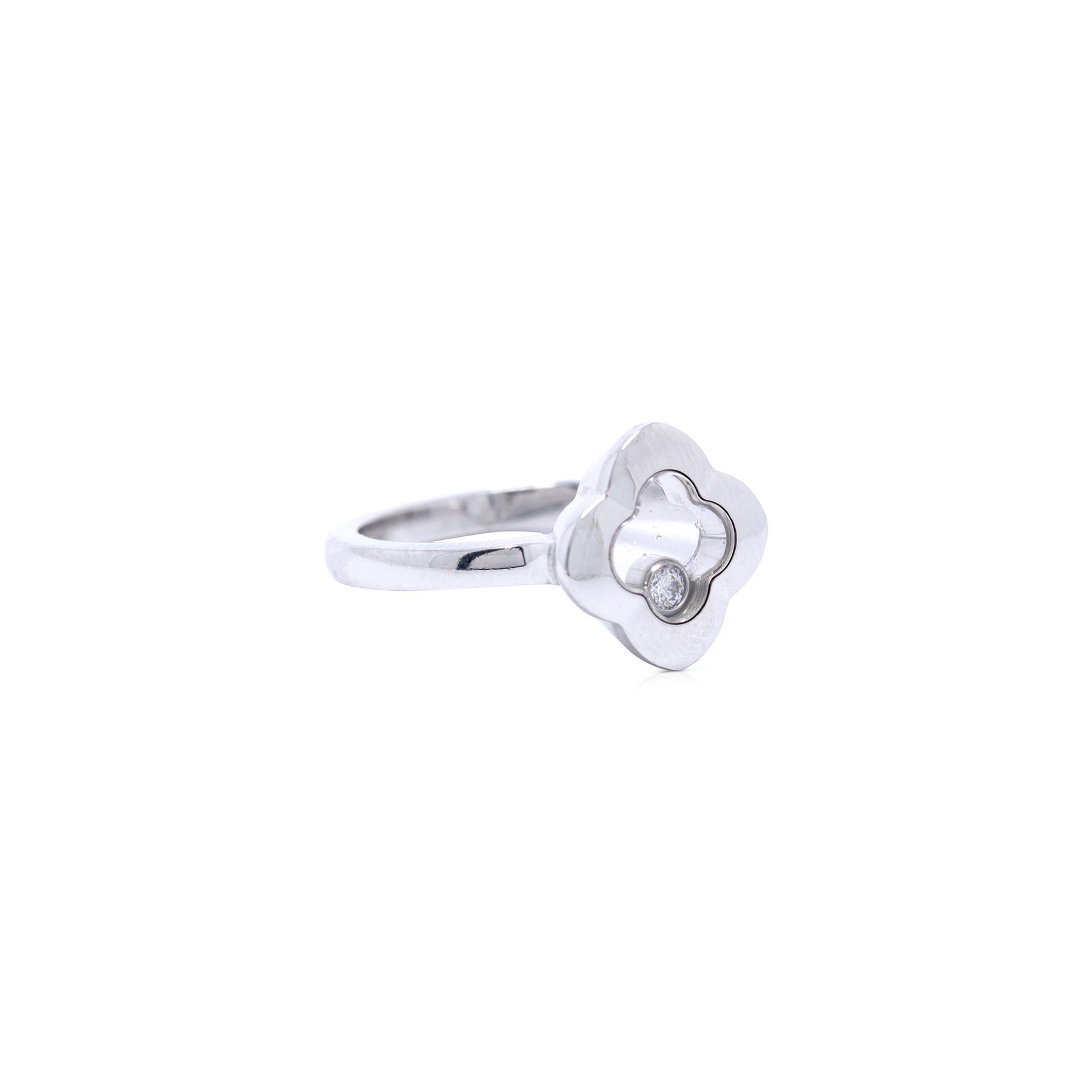 Chopard 18k White Gold Happy Diamonds Clover Ring w/ Box & Certificate