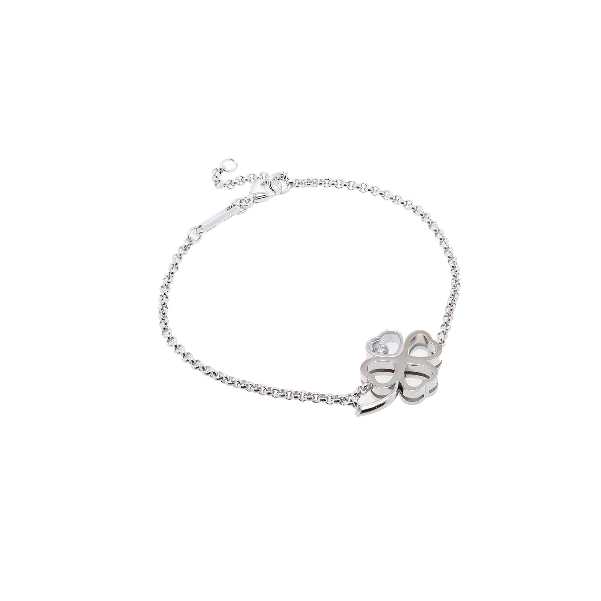 Chopard 18k White Gold Happy Diamonds Good Luck Charms Bracelet