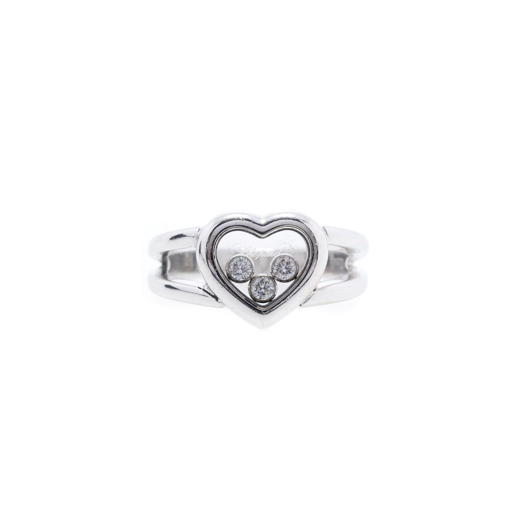 Chopard 18k White Gold Happy Diamonds Heart Cocktail Ring