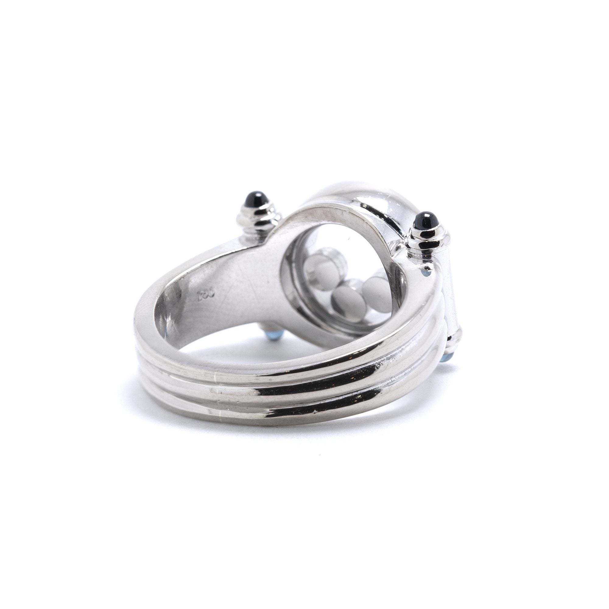 Chopard 18k White Gold Sapphire & Diamond Happy Diamond Ring