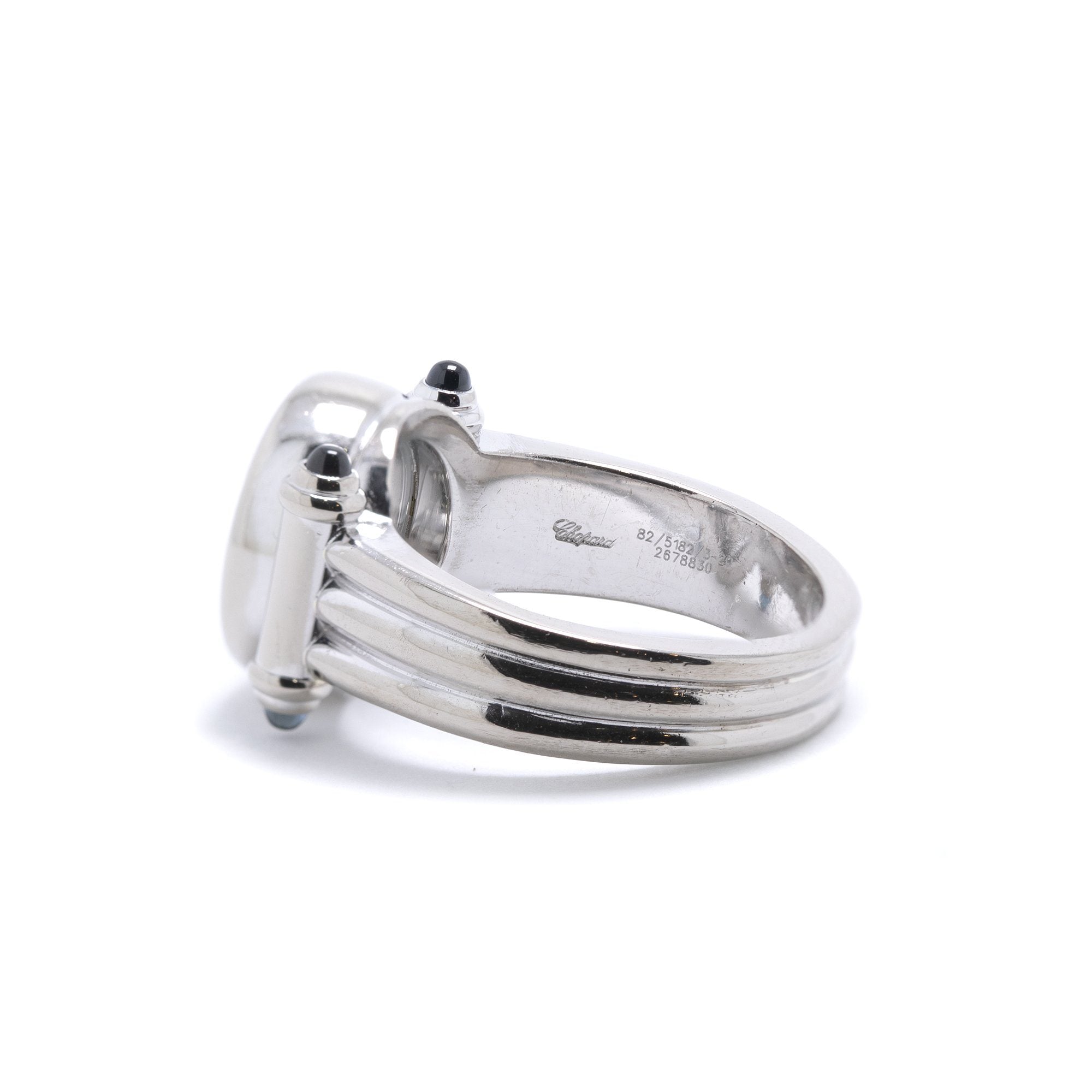 Chopard 18k White Gold Sapphire & Diamond Happy Diamond Ring