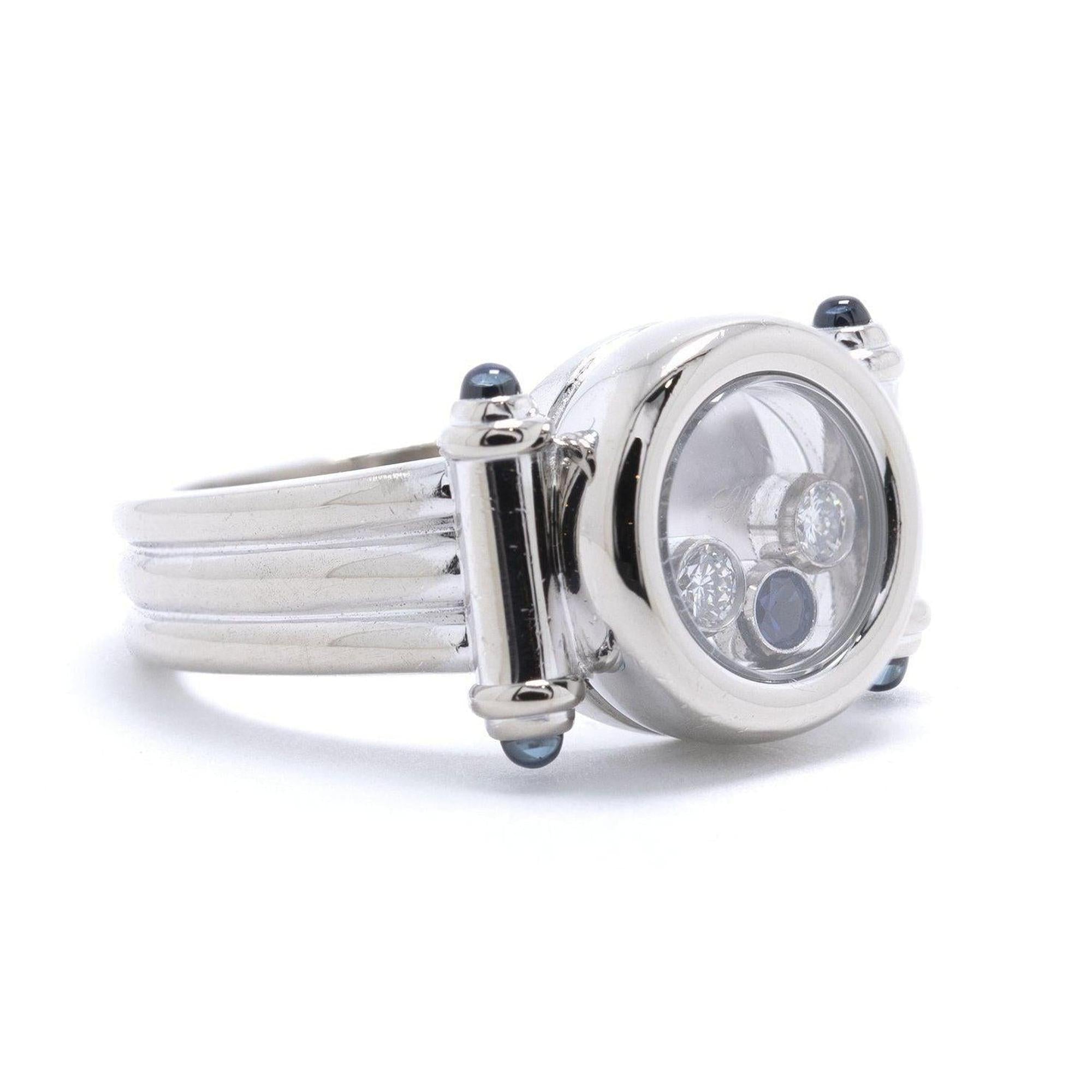 Chopard 18k White Gold Sapphire & Diamond Happy Diamond Ring