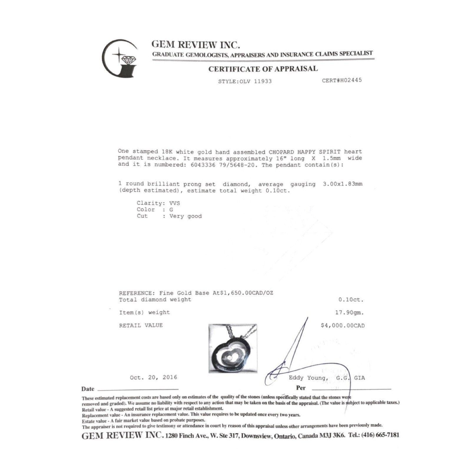 Chopard Happy Spirit Floating Diamond Heart Pendant Necklace