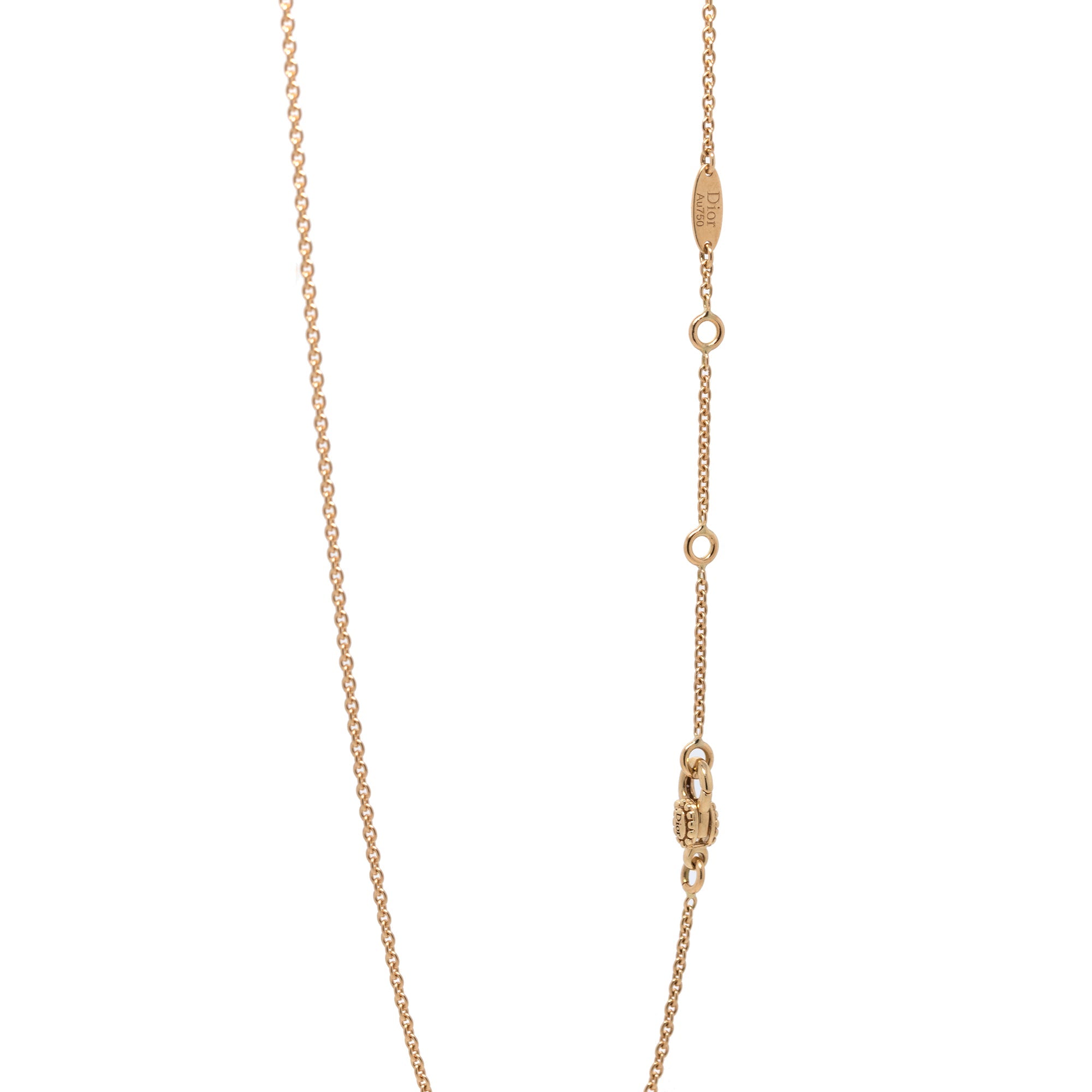 Christian Dior 18k Gold Diamond & Mother of Pearl Rose Des Vents Pendant Necklace w/ Box & Certificate