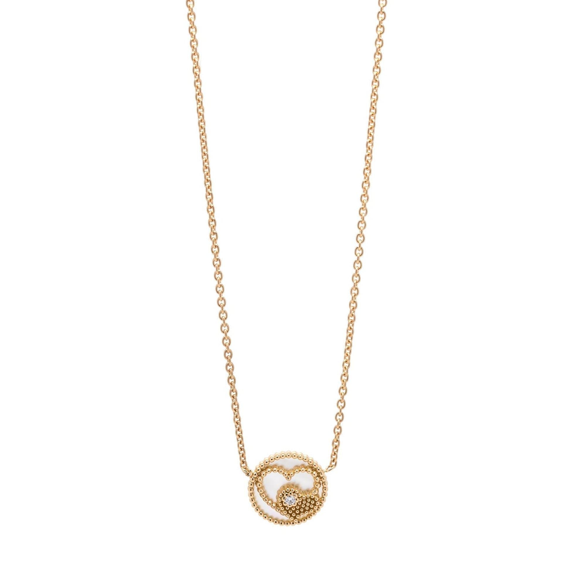 Christian Dior 18k Gold Diamond & Mother of Pearl Rose Des Vents Pendant Necklace w/ Box & Certificate