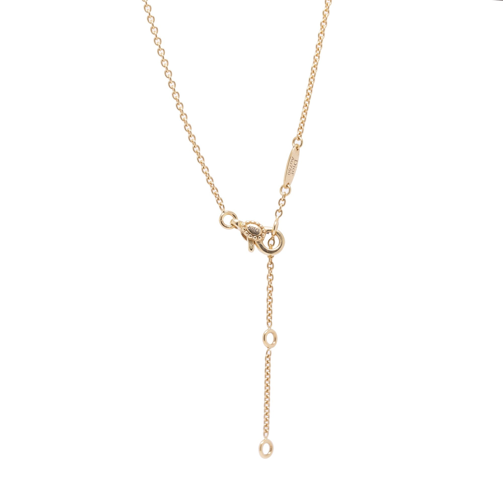 Christian Dior 18k Gold Diamond Rose Des Vents Pendant Necklace