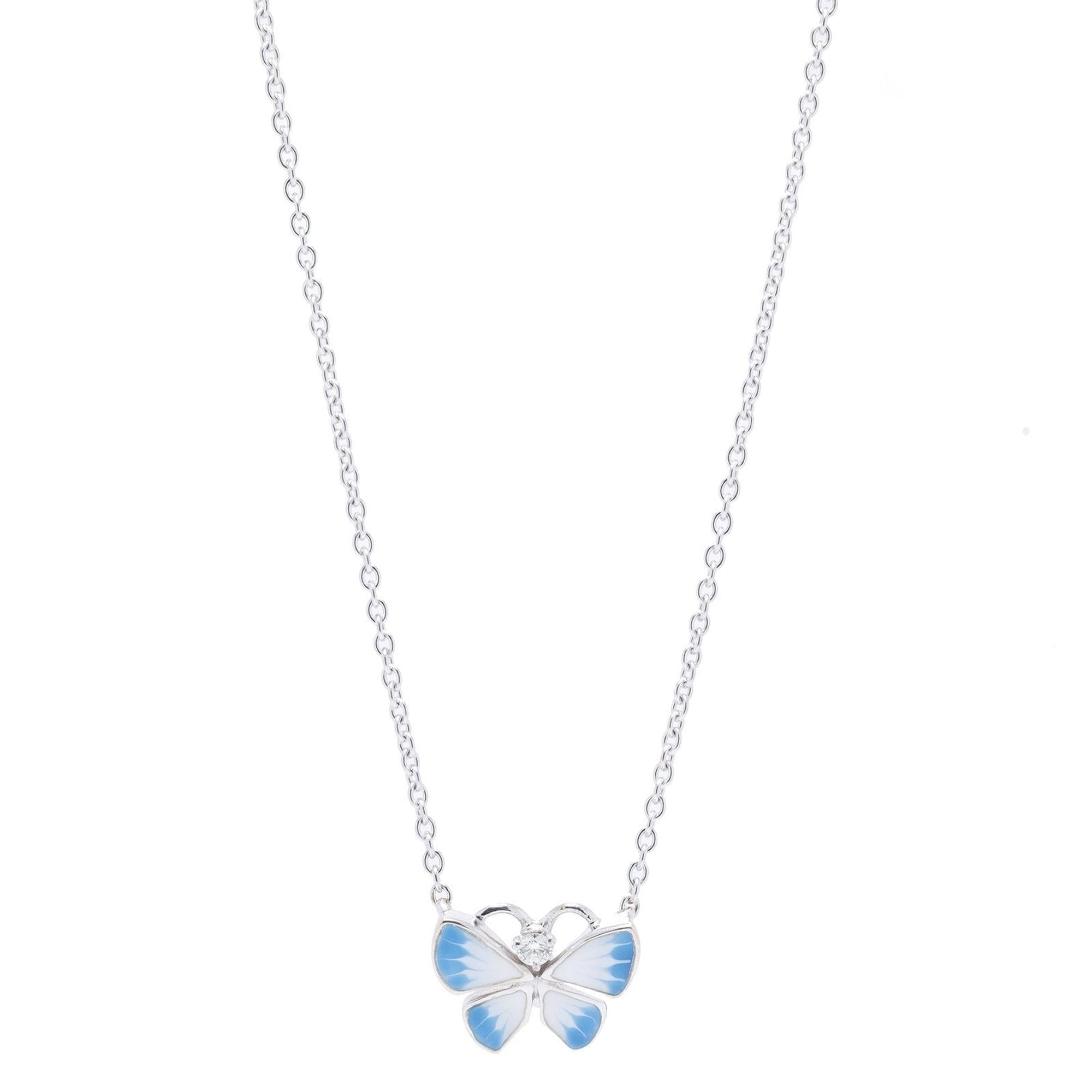 Christian Dior 18k White Gold Diorette Butterfly Pendant Necklace