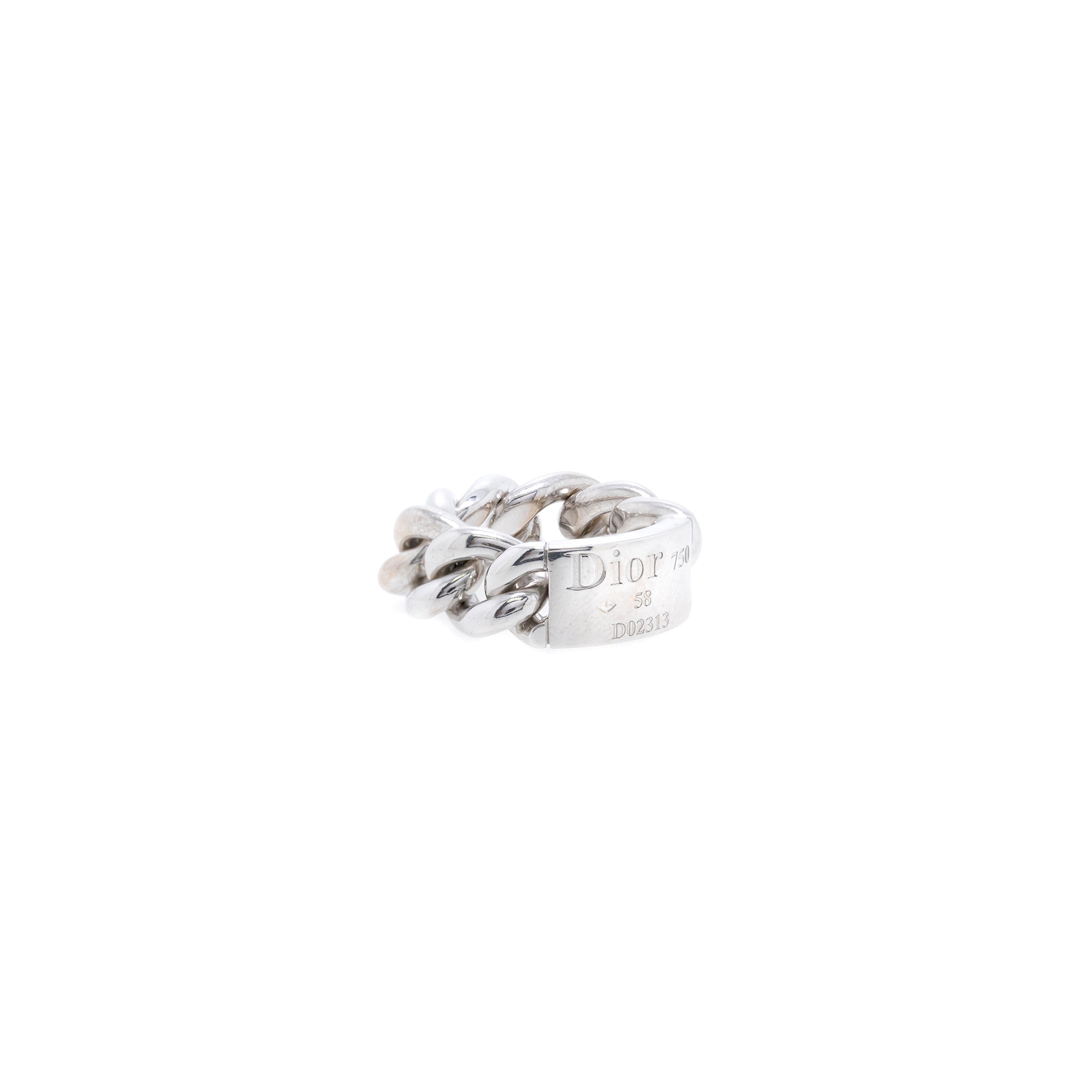 Christian Dior 18k White Gold Gourmette Chain Ring